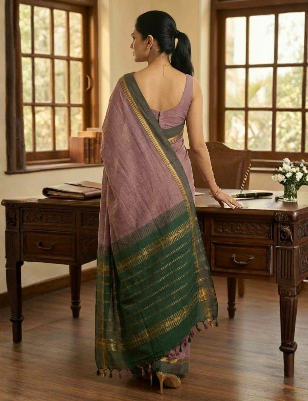 Lavender Negamam Cotton Saree