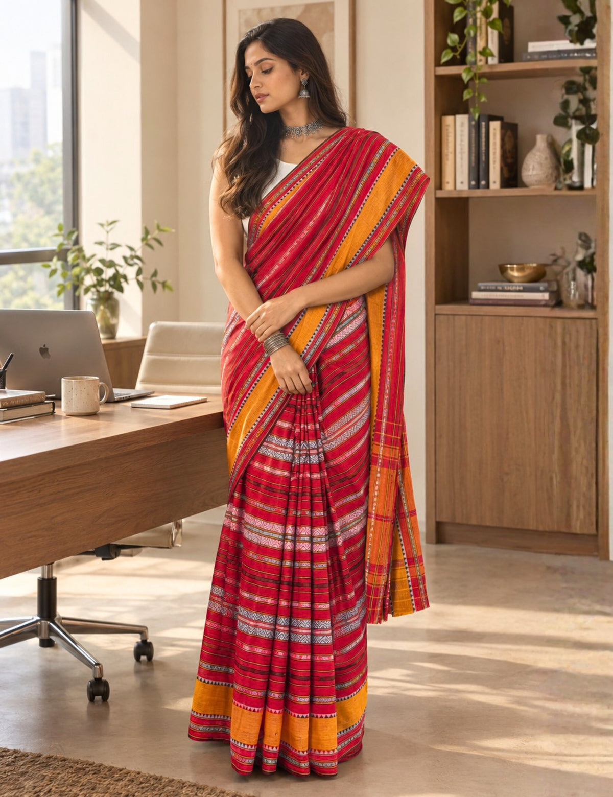 Durga Red Dhaniakhali Saree