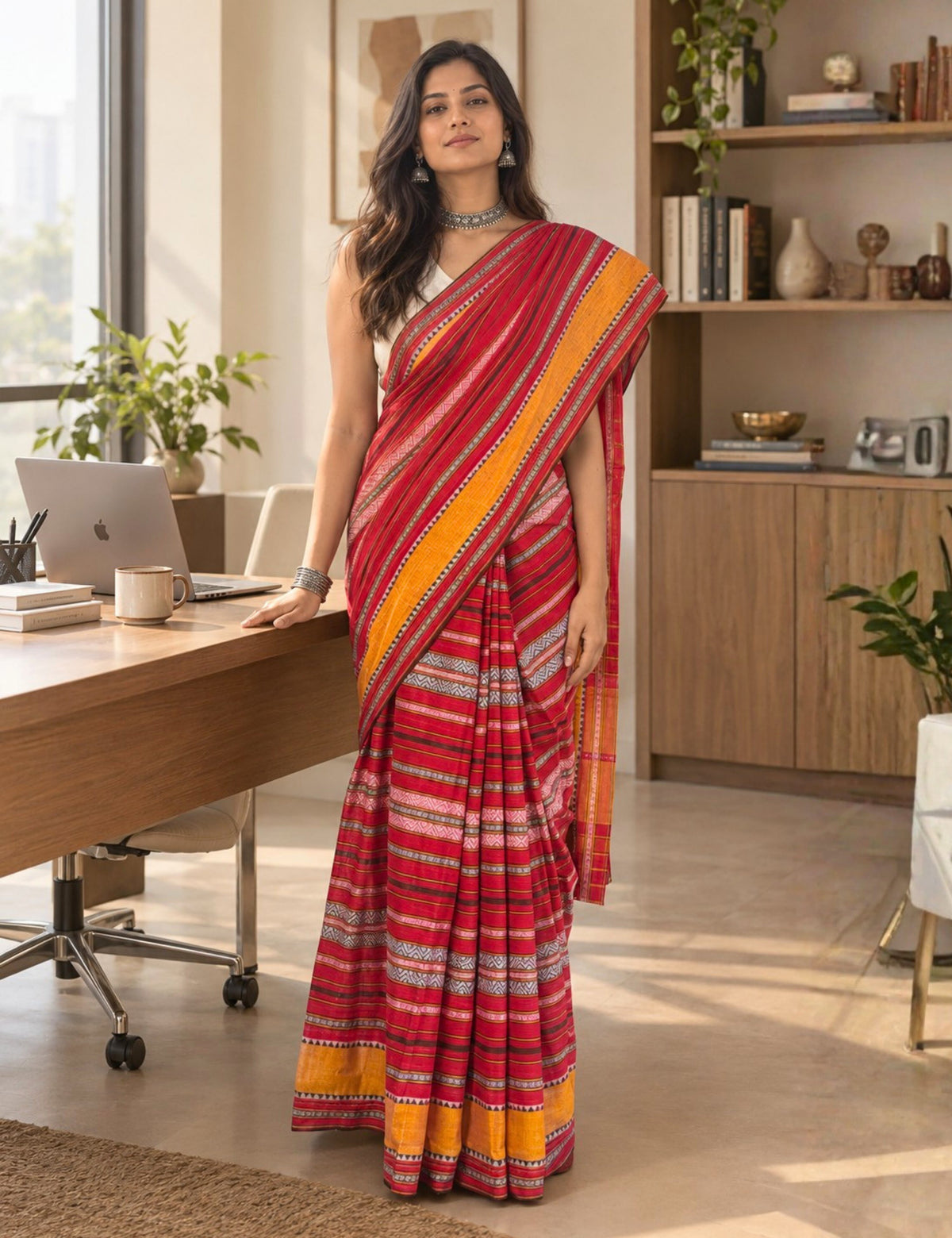 Durga Red Dhaniakhali Saree