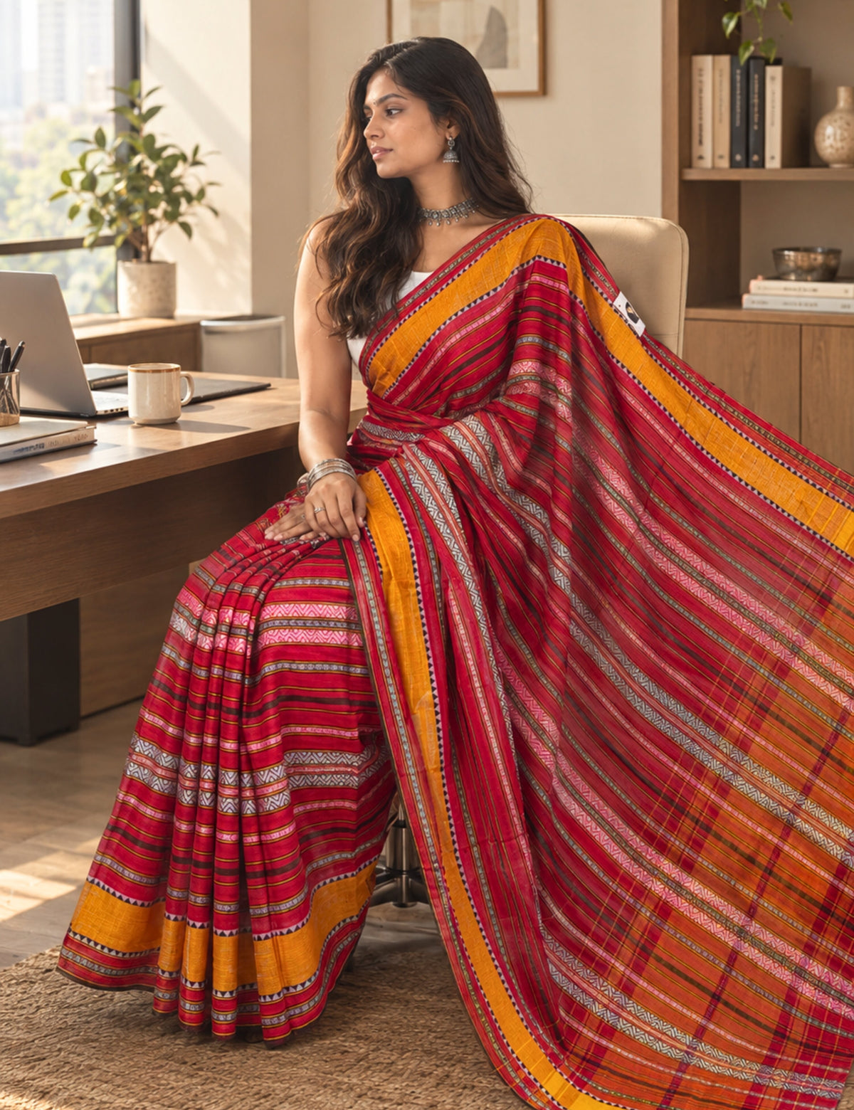 Durga Red Dhaniakhali Saree