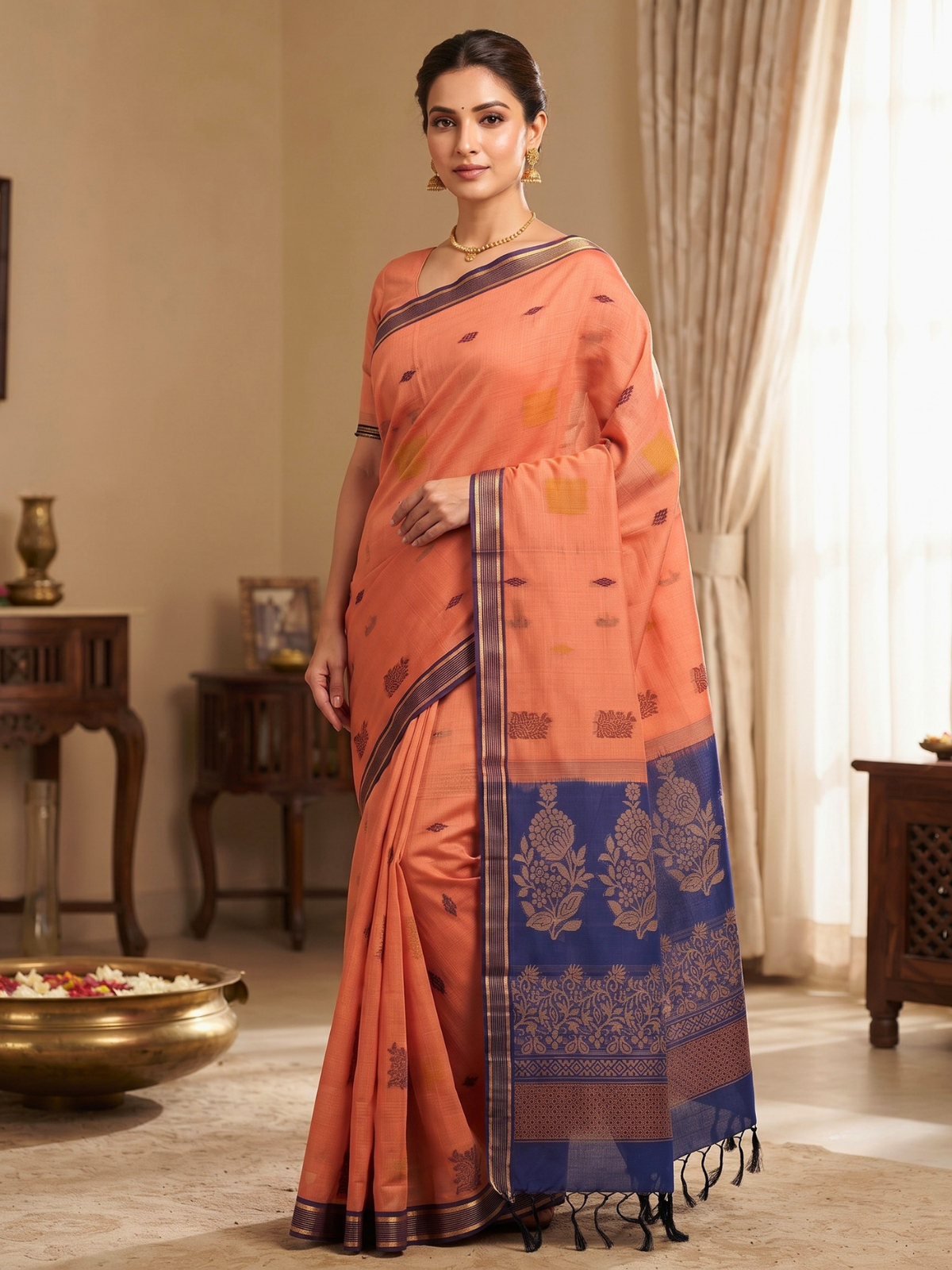 Coral Negamam Cotton Saree