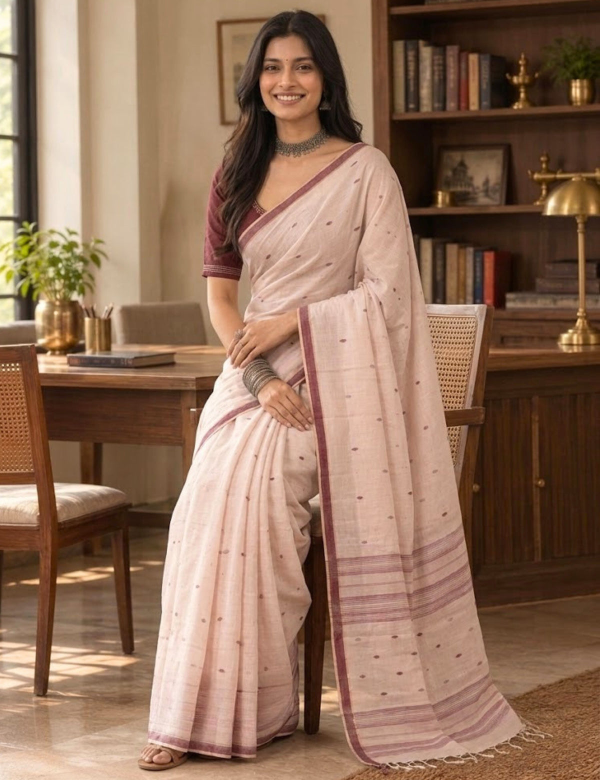 Madura Babypink Bengal Handloom Saree