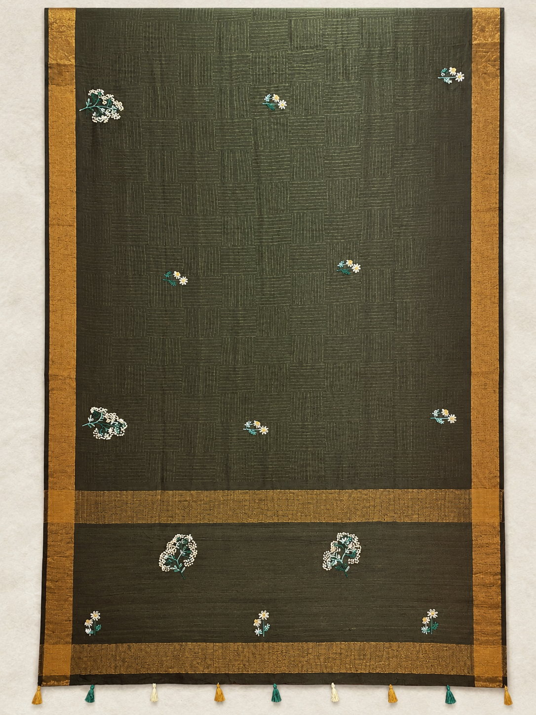 Singhaparni Henna Shibori with Embroidery Saree