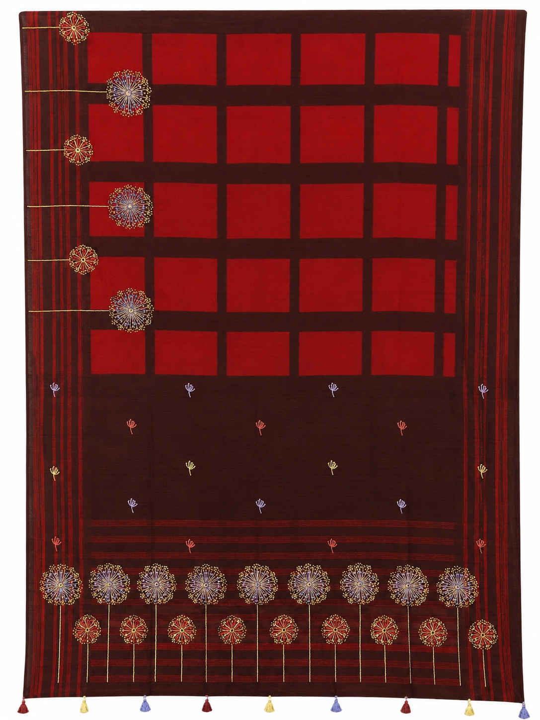 Singhaparni Crimson Shibori with Embroidery Saree