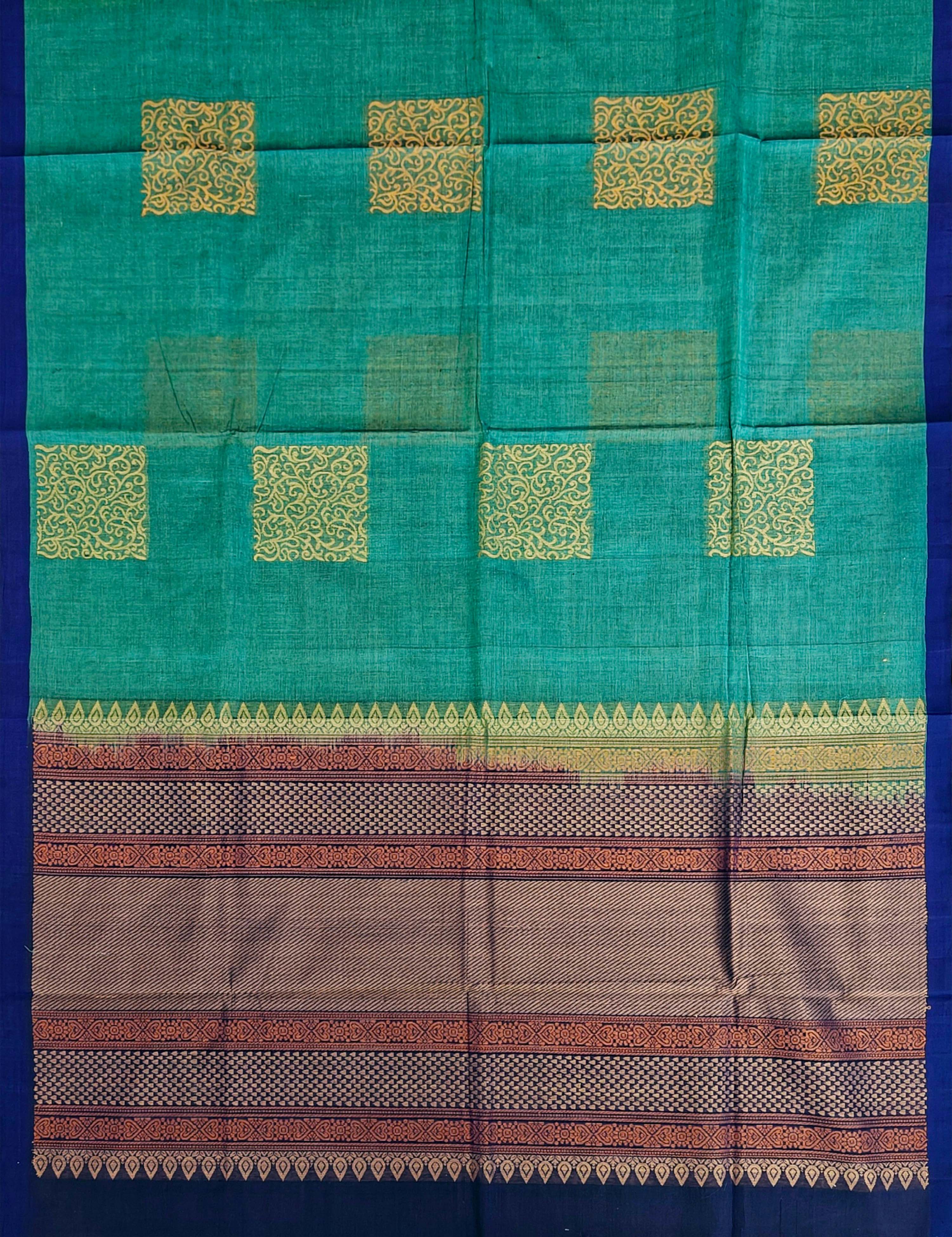 Teal Negamam Cotton Saree