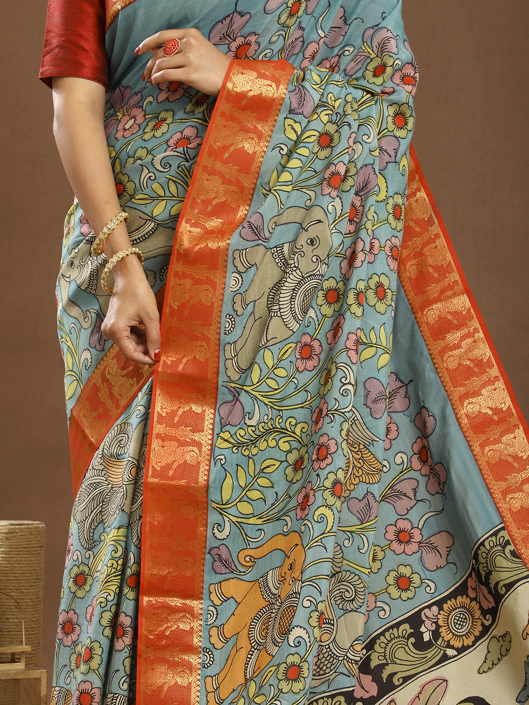 Pushp Multicolored Kalamkari Saree