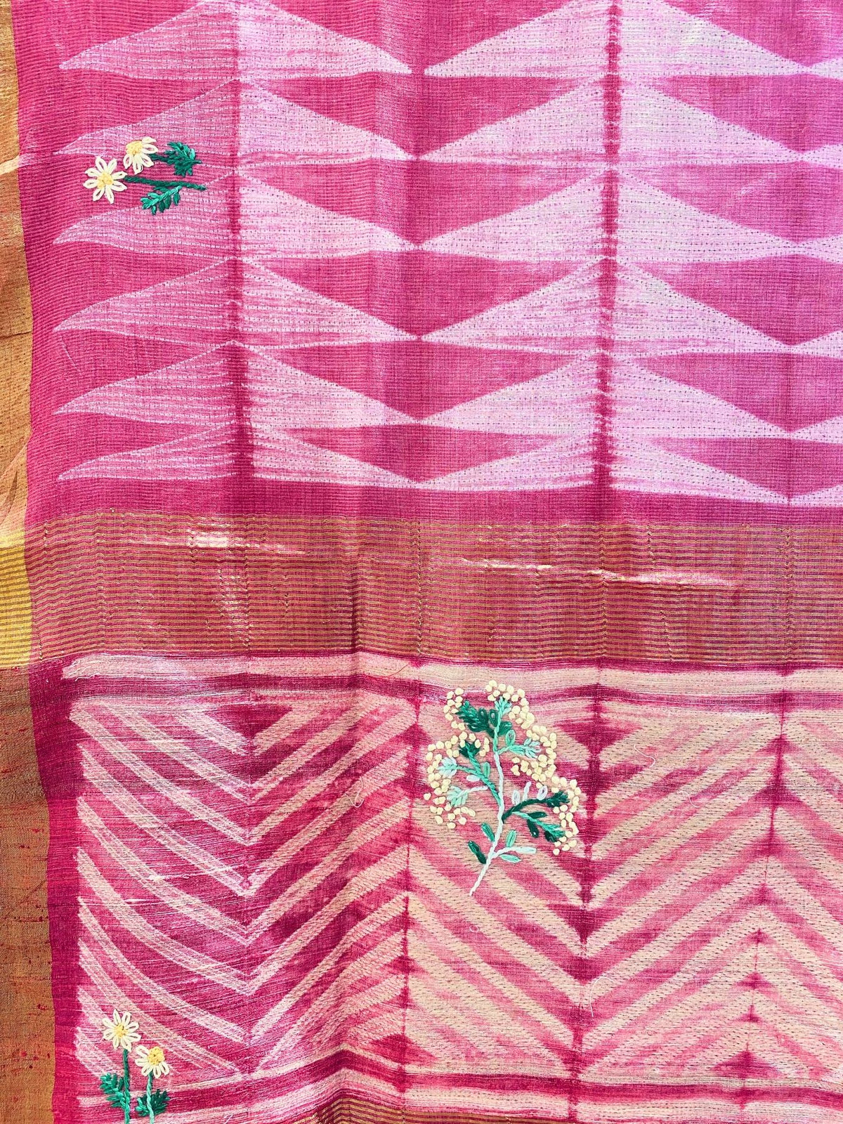 Singhaparni Dustypink Shibori with Embroidery Saree