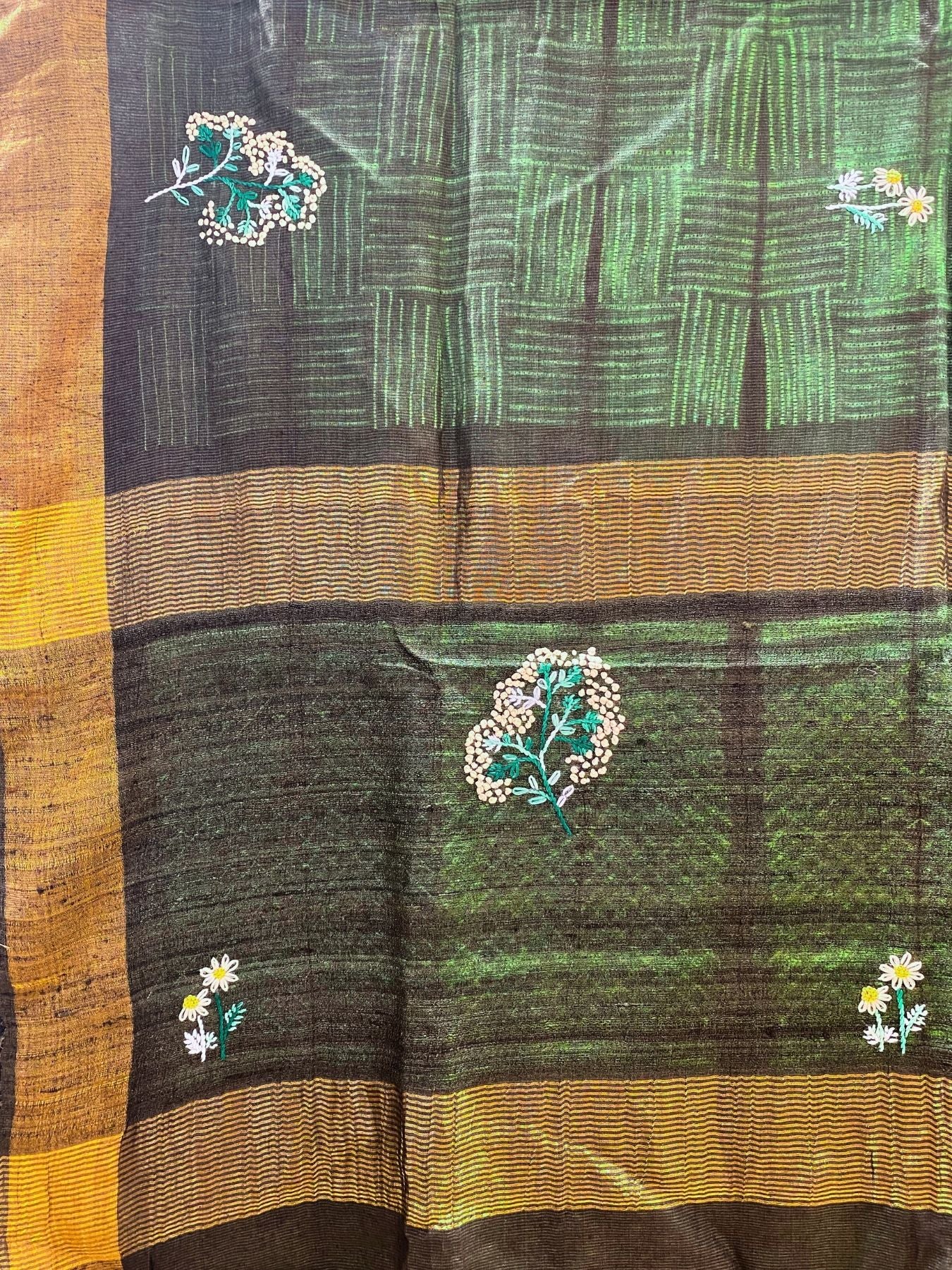 Singhaparni Henna Shibori with Embroidery Saree