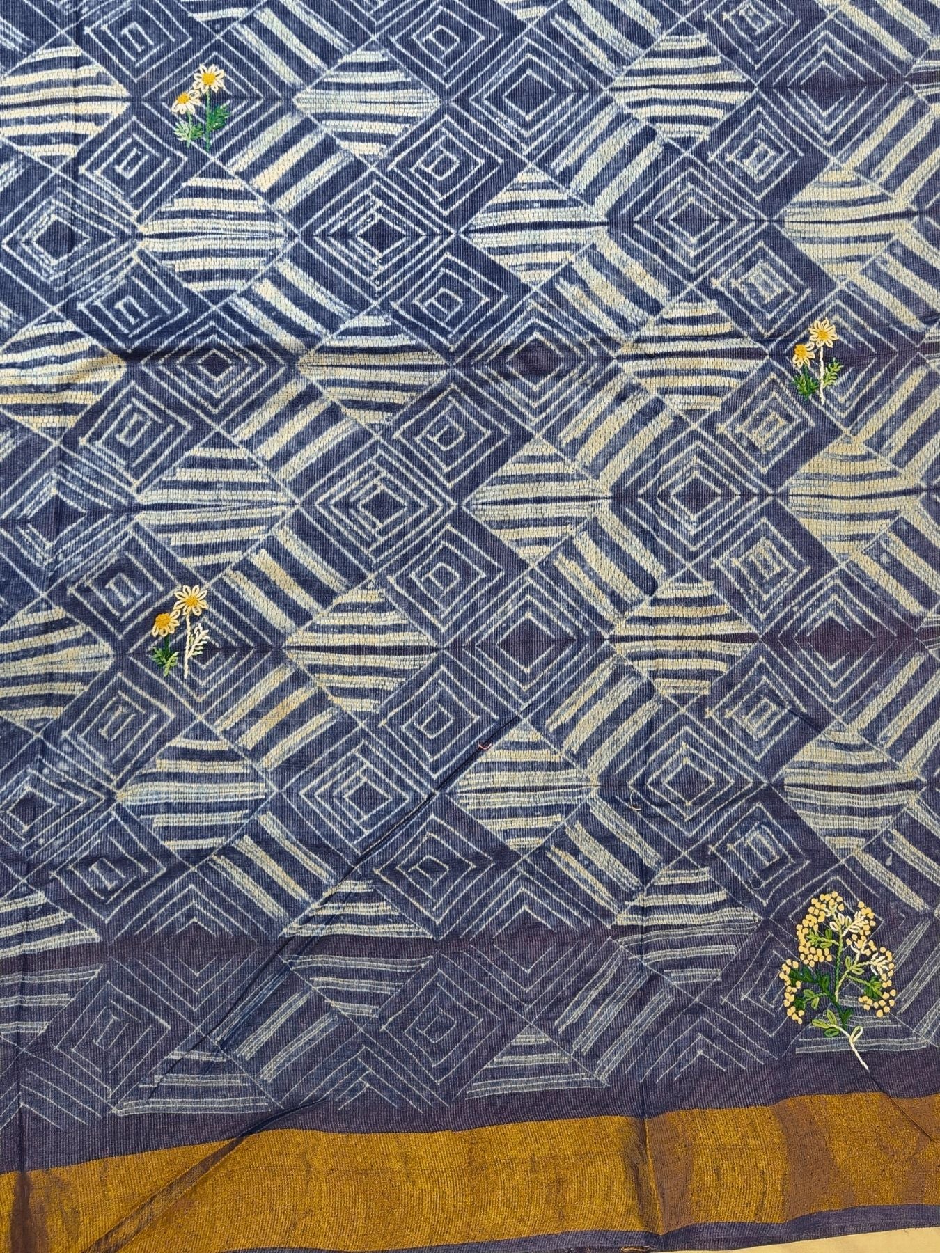 Singhaparni Indigo Shibori with Embroidery Saree