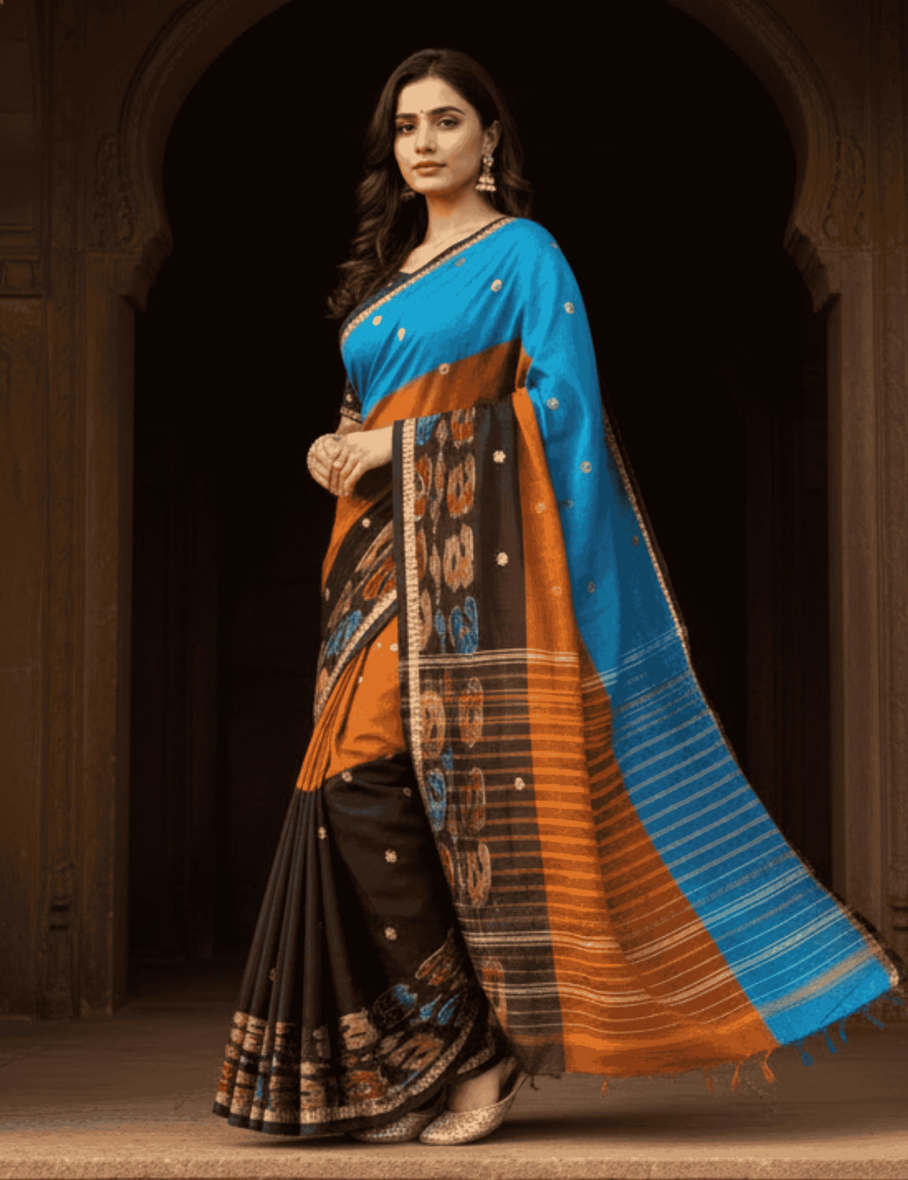 Kauvary Black Dhaniakhali Saree