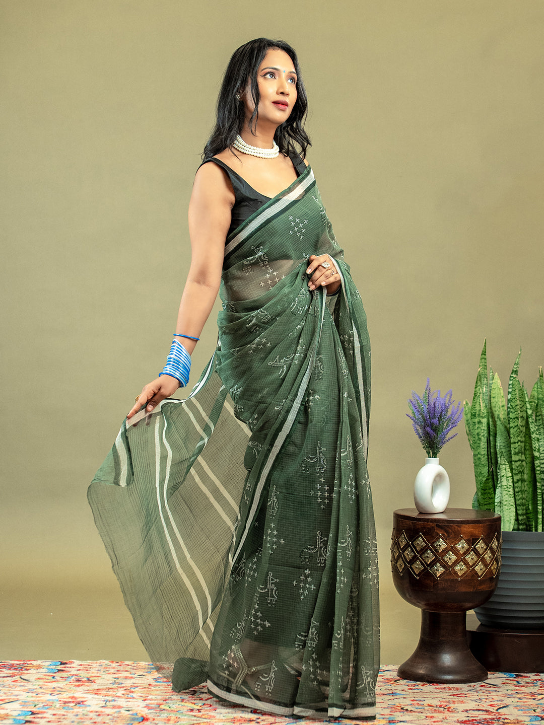 Raag Olive Dabu Saree