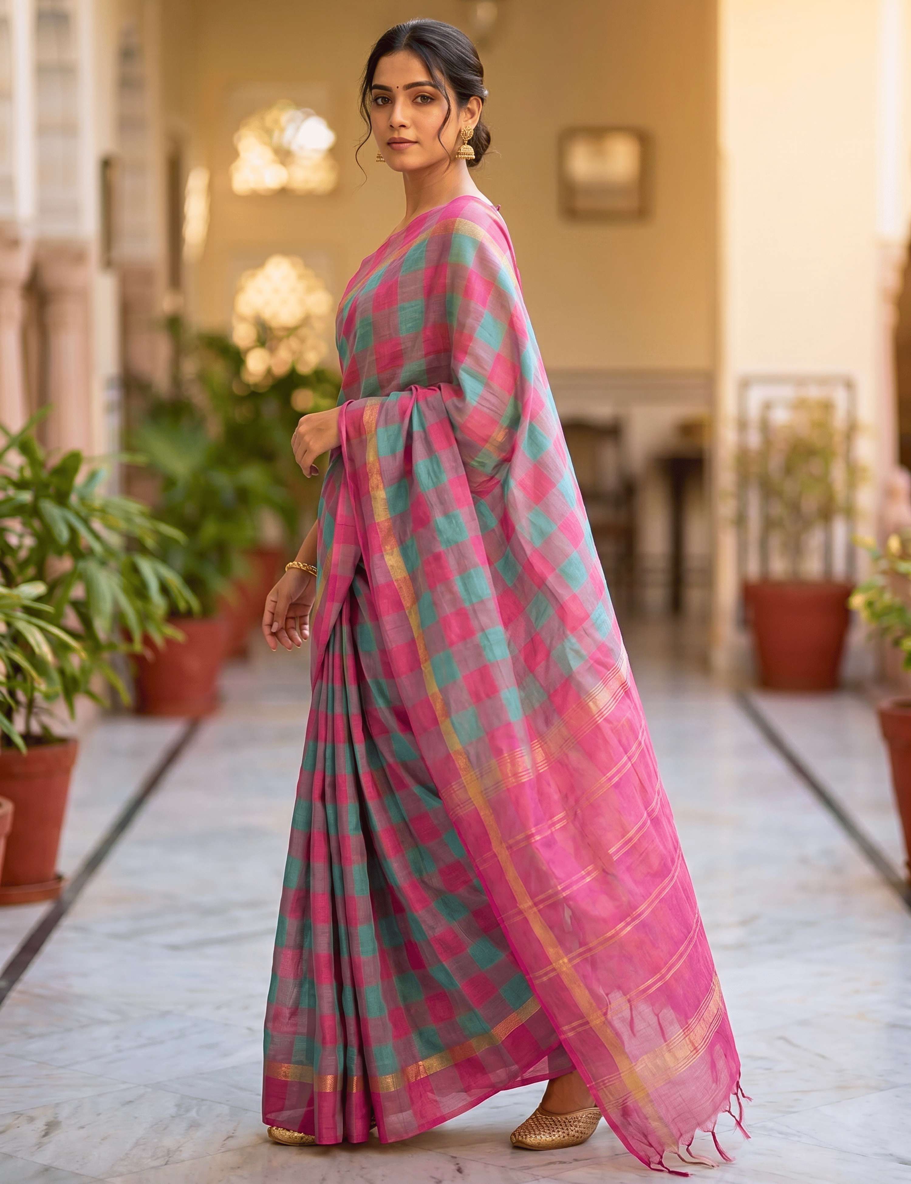 Rangili Blue Negamam Cotton Saree