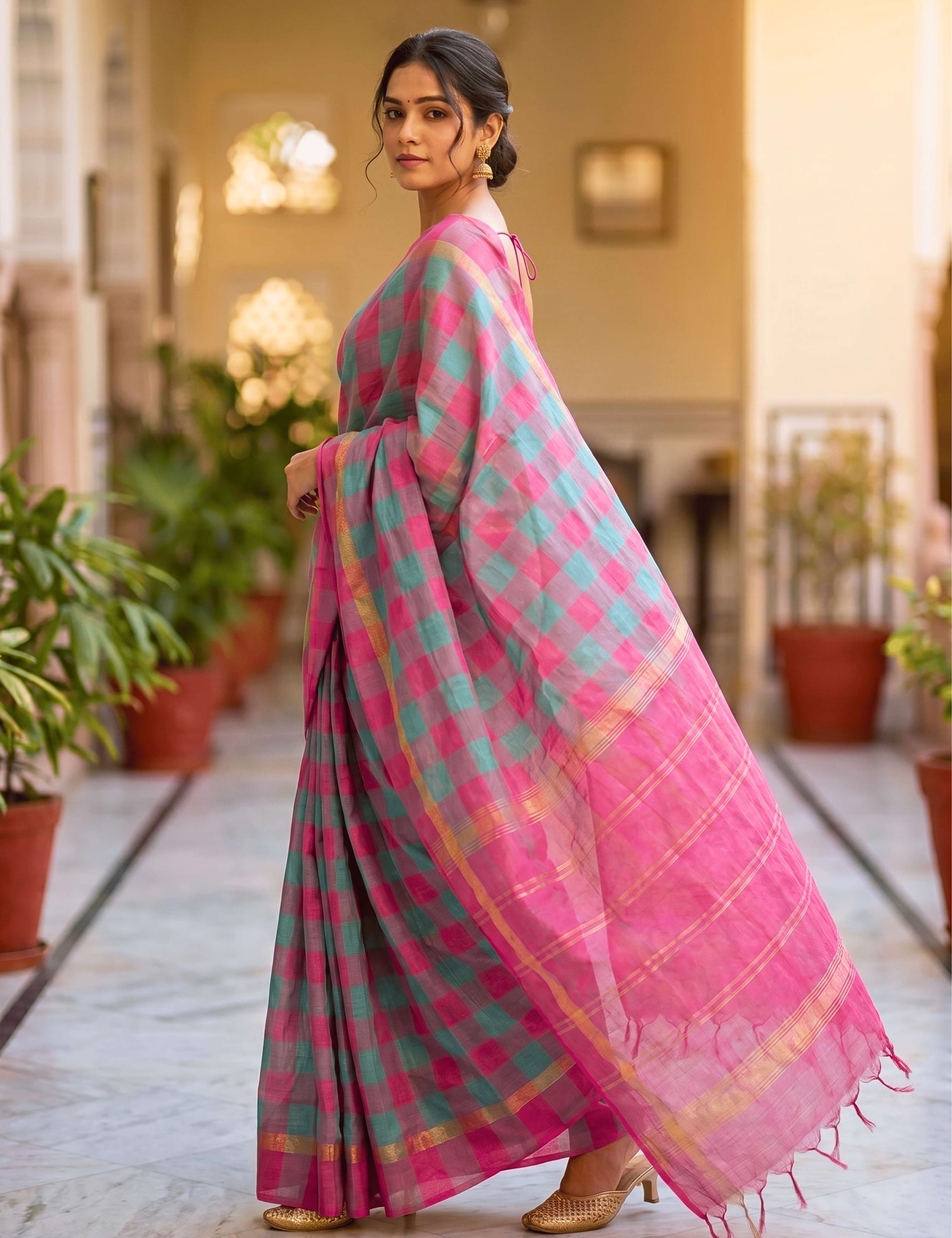 Rangili Blue Negamam Cotton Saree