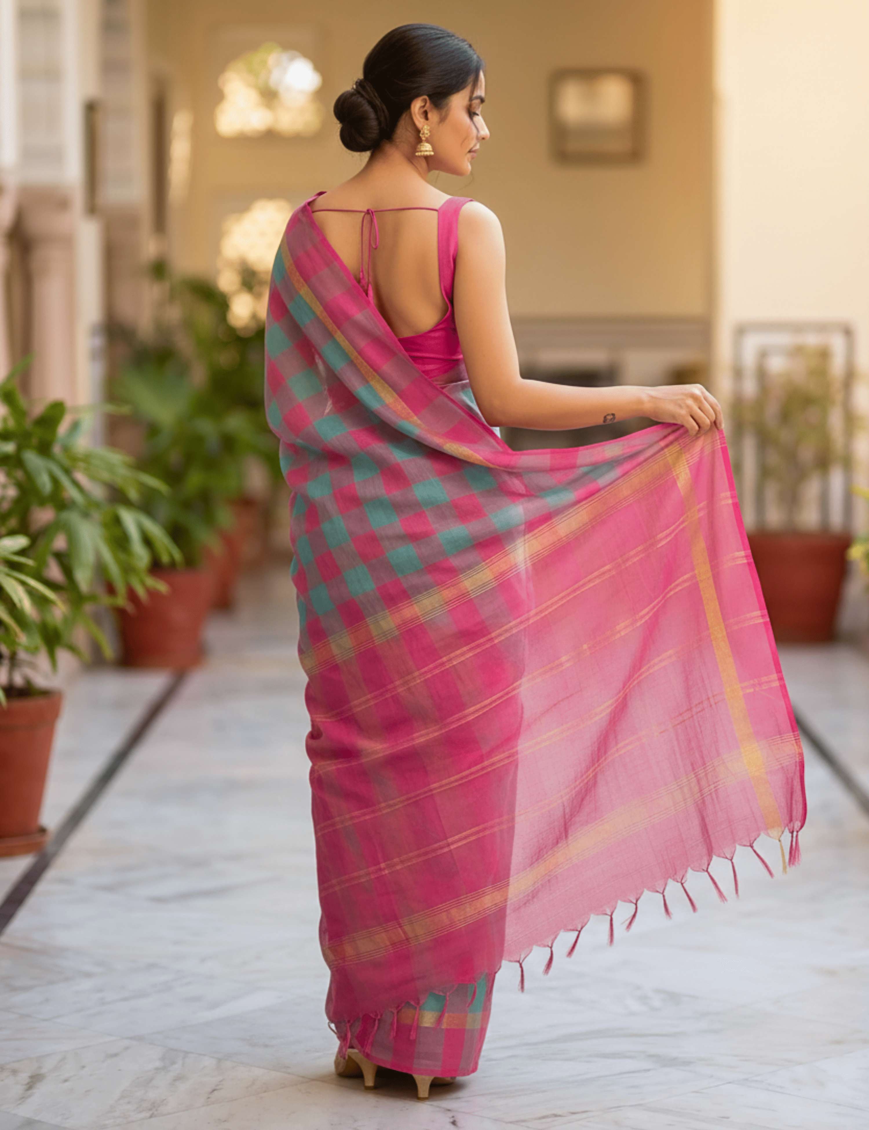 Rangili Blue Negamam Cotton Saree
