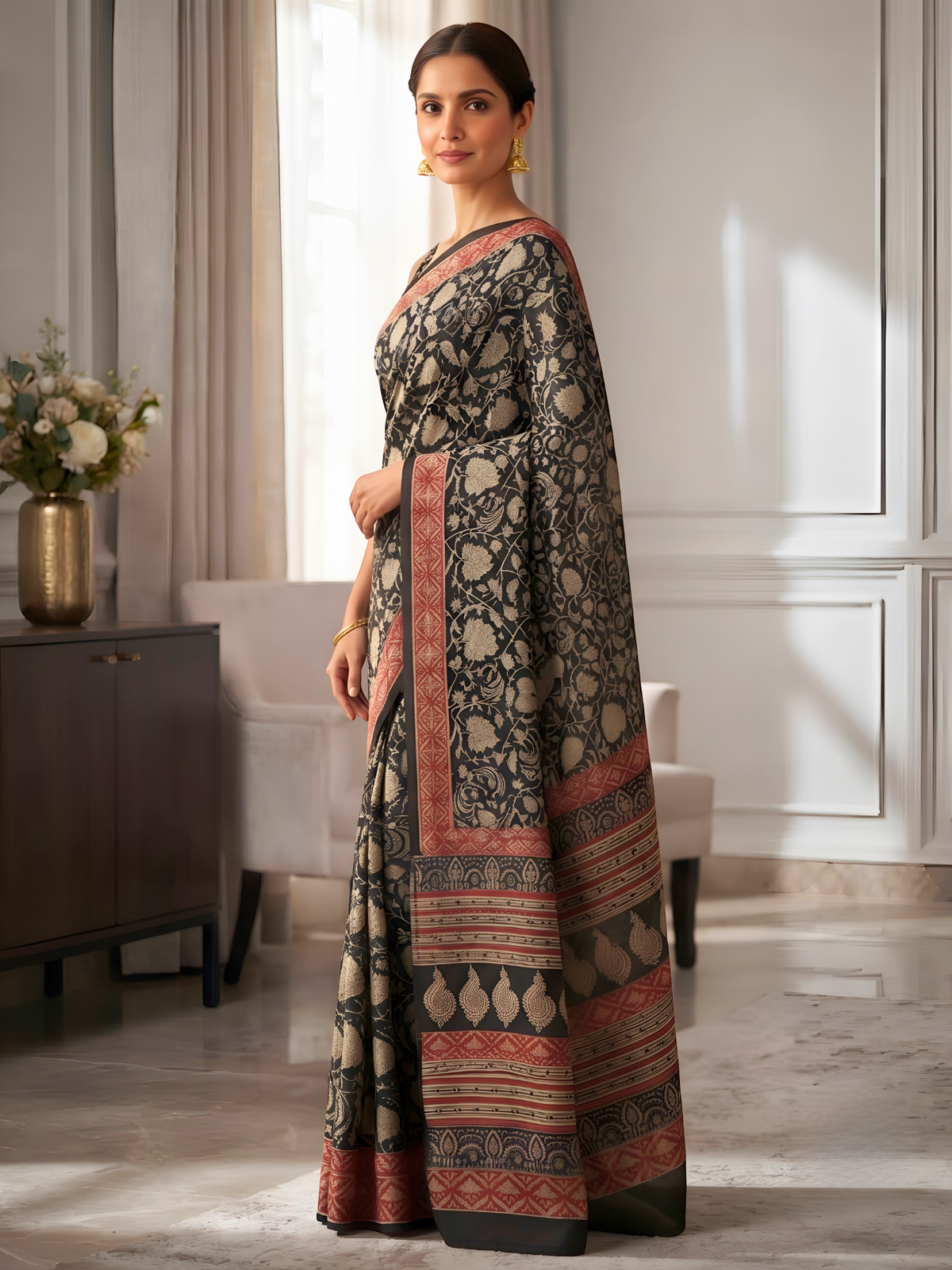 Maithili Black Bagru Saree