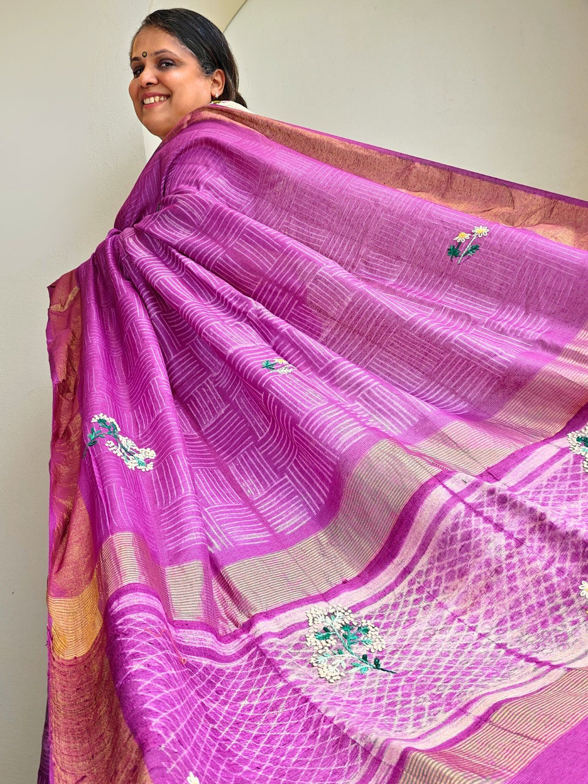 Singhaparni Purple Shibori with Embroidery Saree
