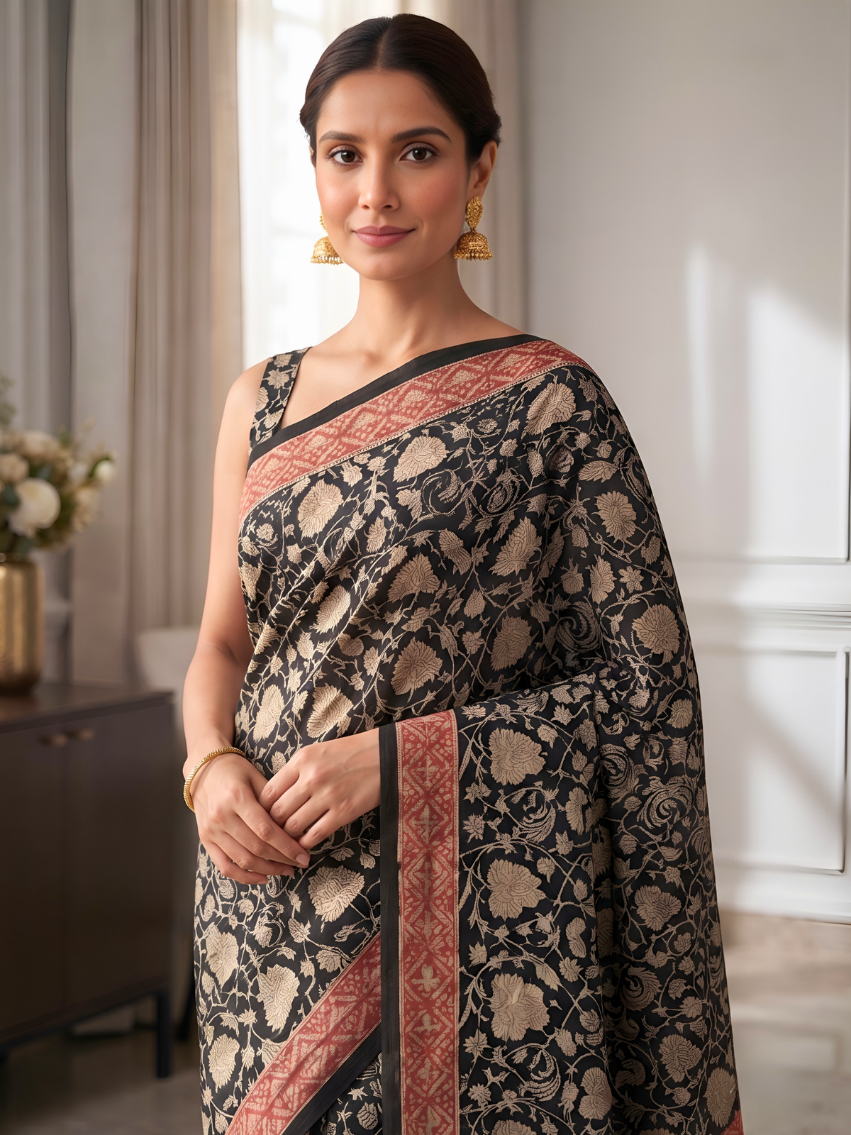 Maithili Black Bagru Saree