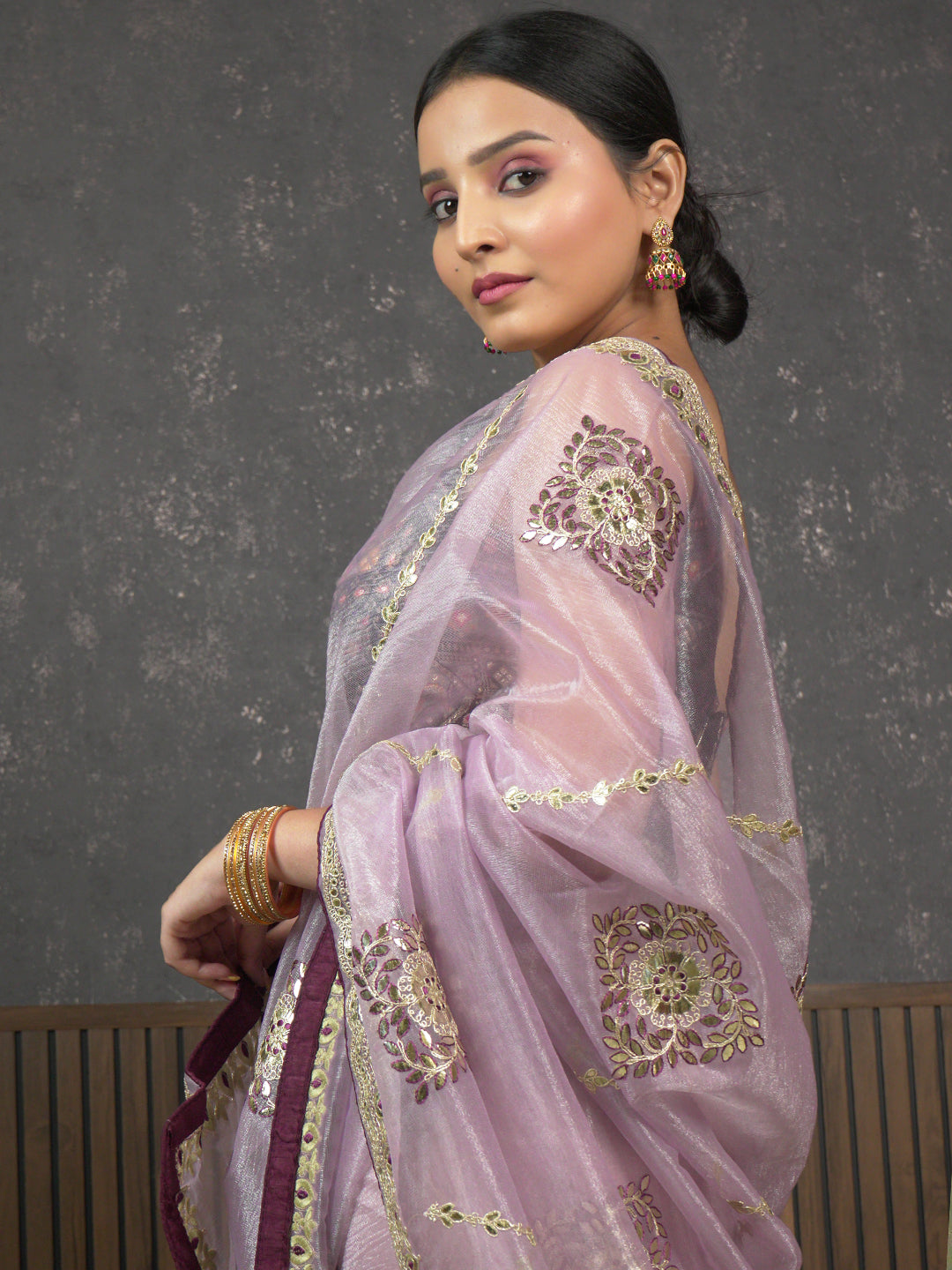 Gota Lavender Embroidered Saree