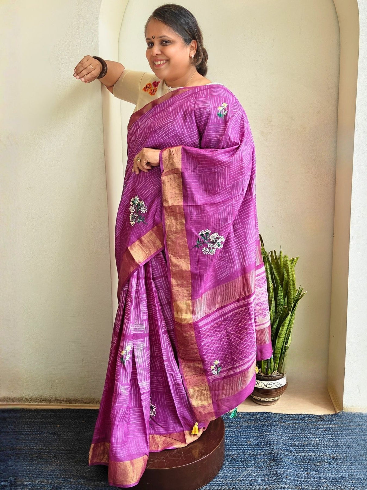 Singhaparni Purple Shibori with Embroidery Saree