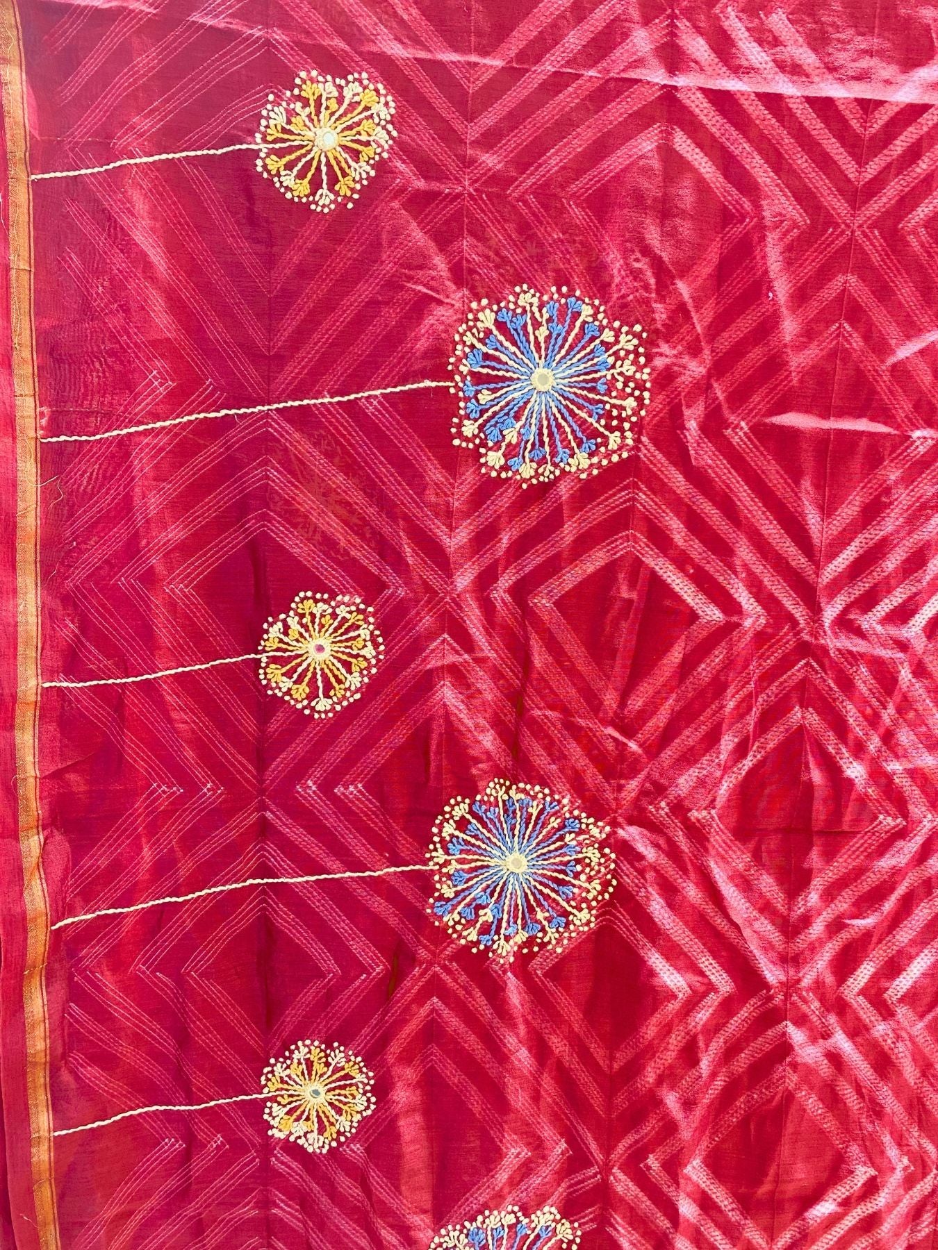Singhaparni Crimson Shibori with Embroidery Saree