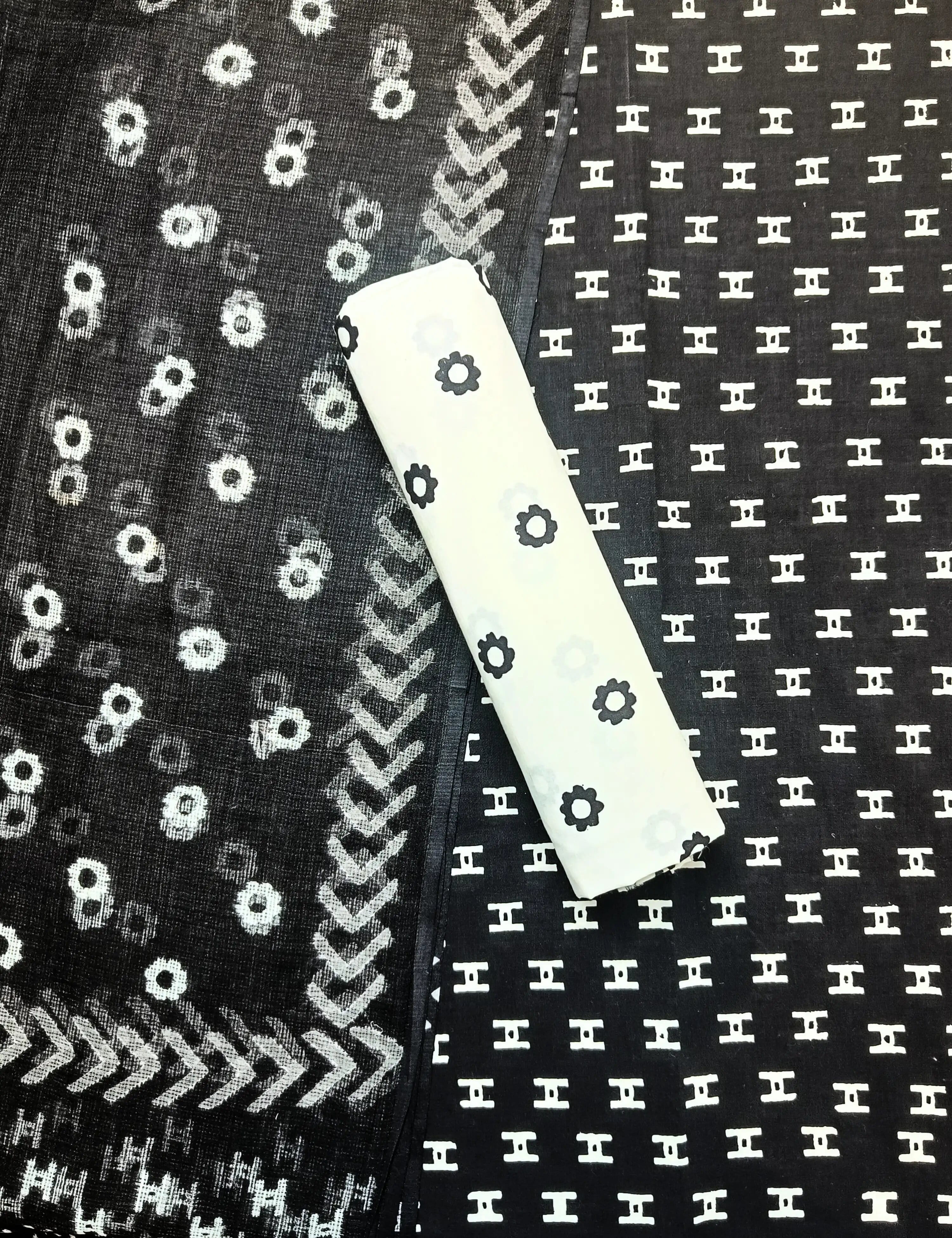 Shulba Black Bagru Dress Material
