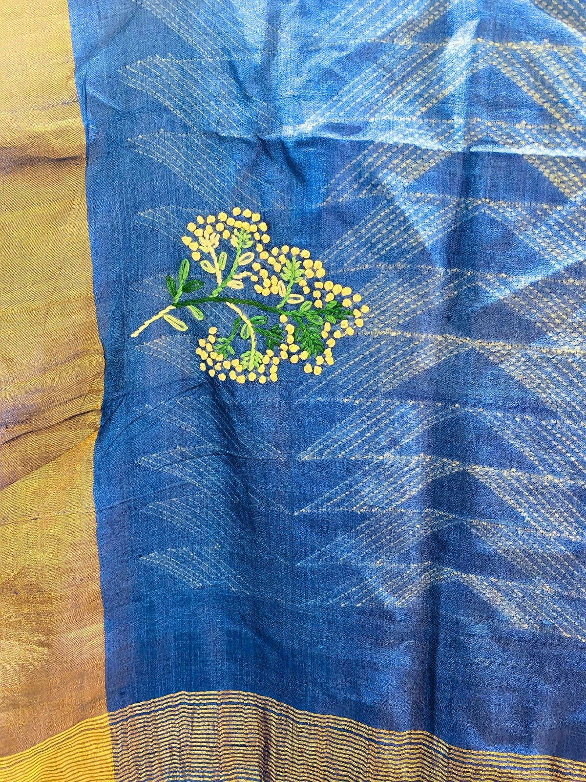 Singhaparni Blue Shibori with Embroidery Saree