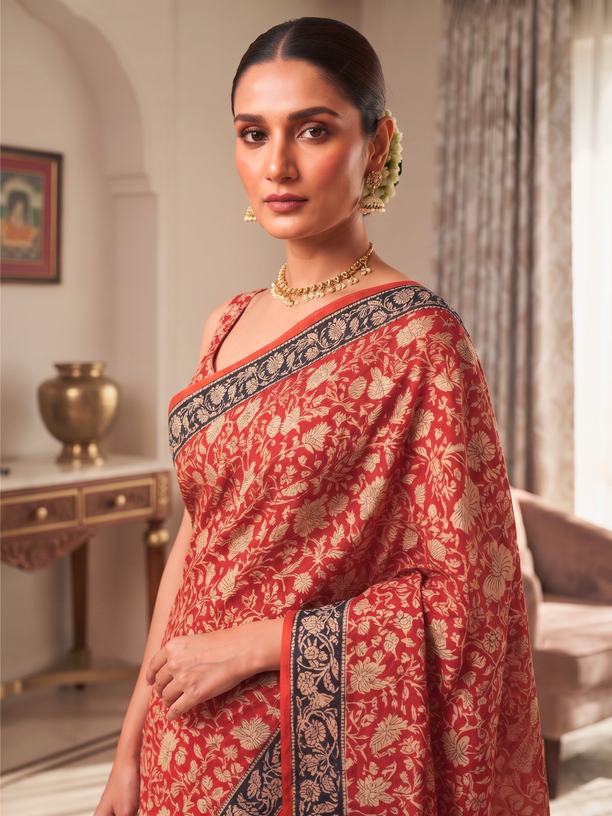Vaishali Maroon Bagru Saree