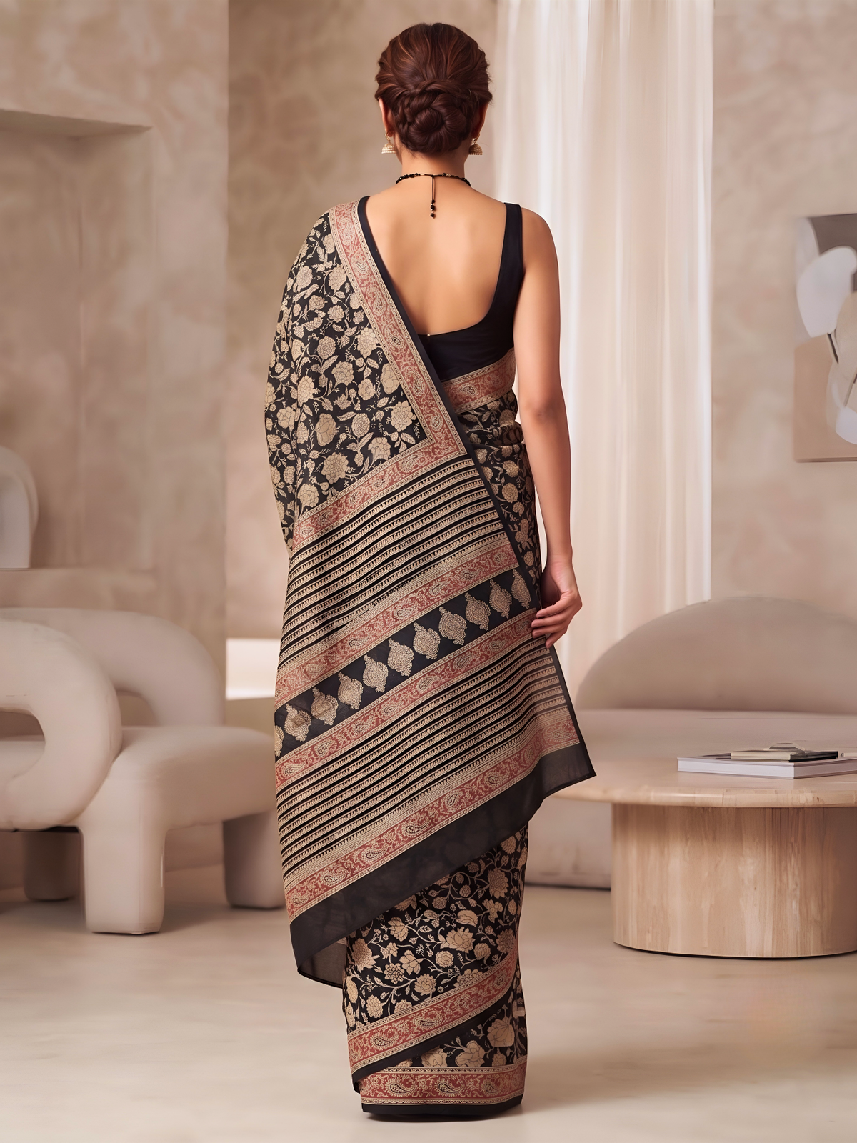 Vaishali Black Bagru Saree