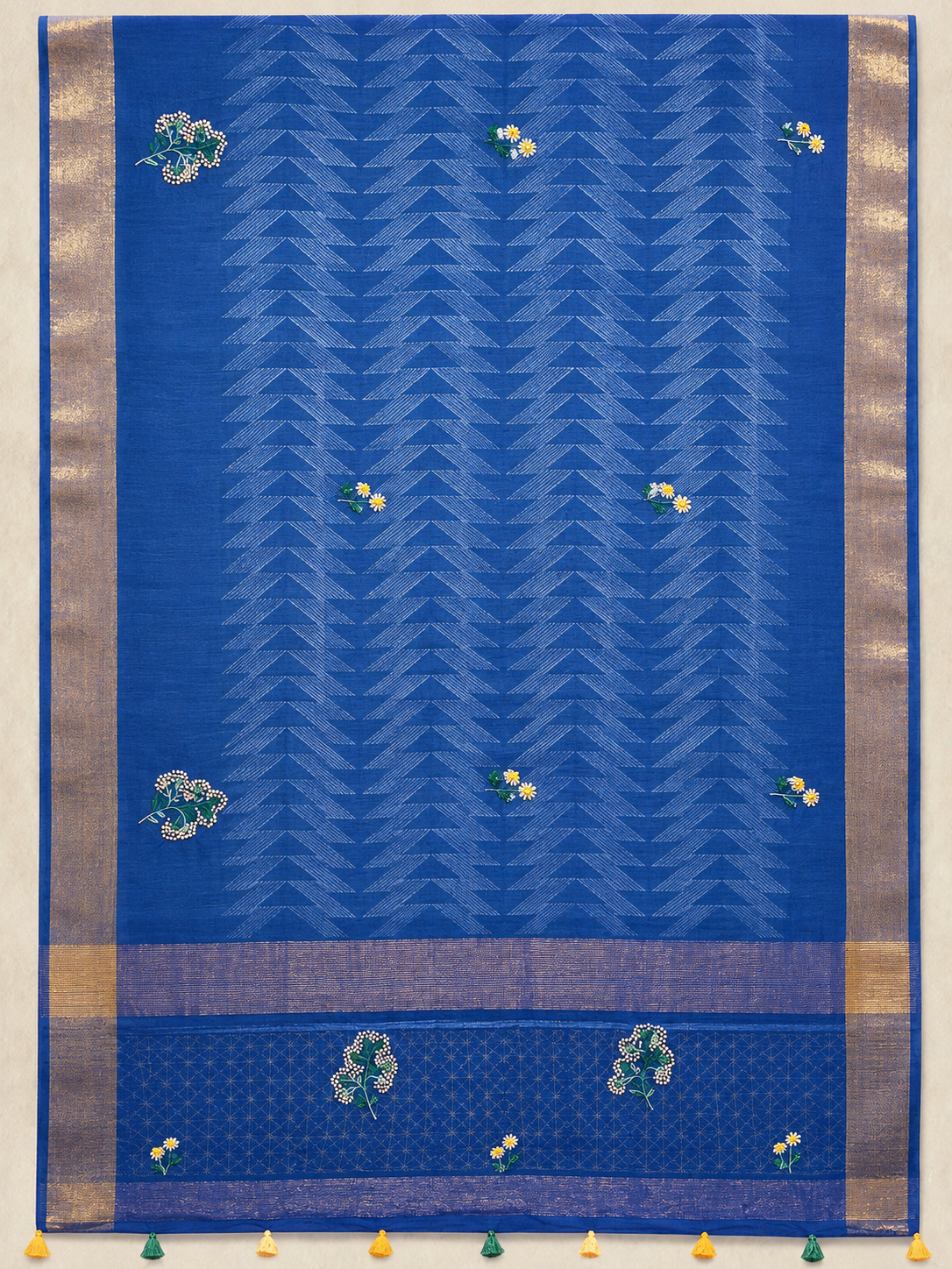 Singhaparni Blue Shibori with Embroidery Saree