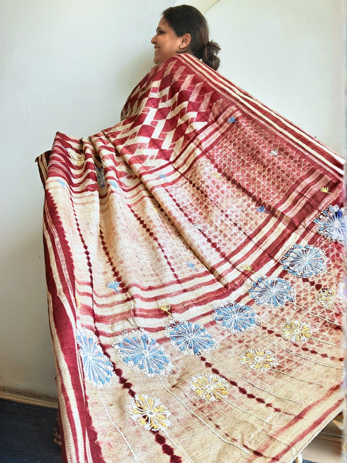 Singhaparni Mauve Shibori with Embroidery Saree