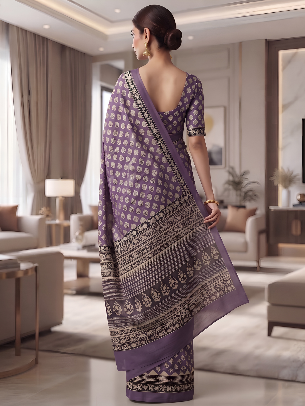 Prayaga Purple Bagru Saree