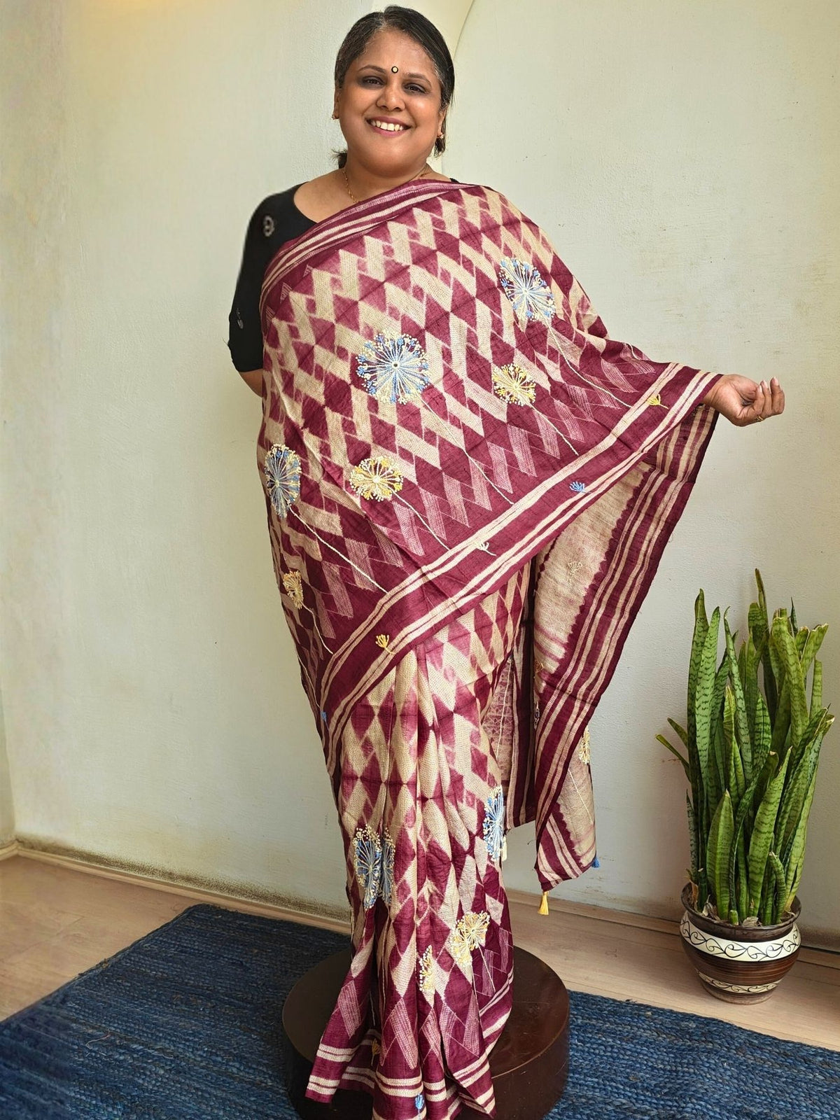 Singhaparni Mauve Shibori with Embroidery Saree