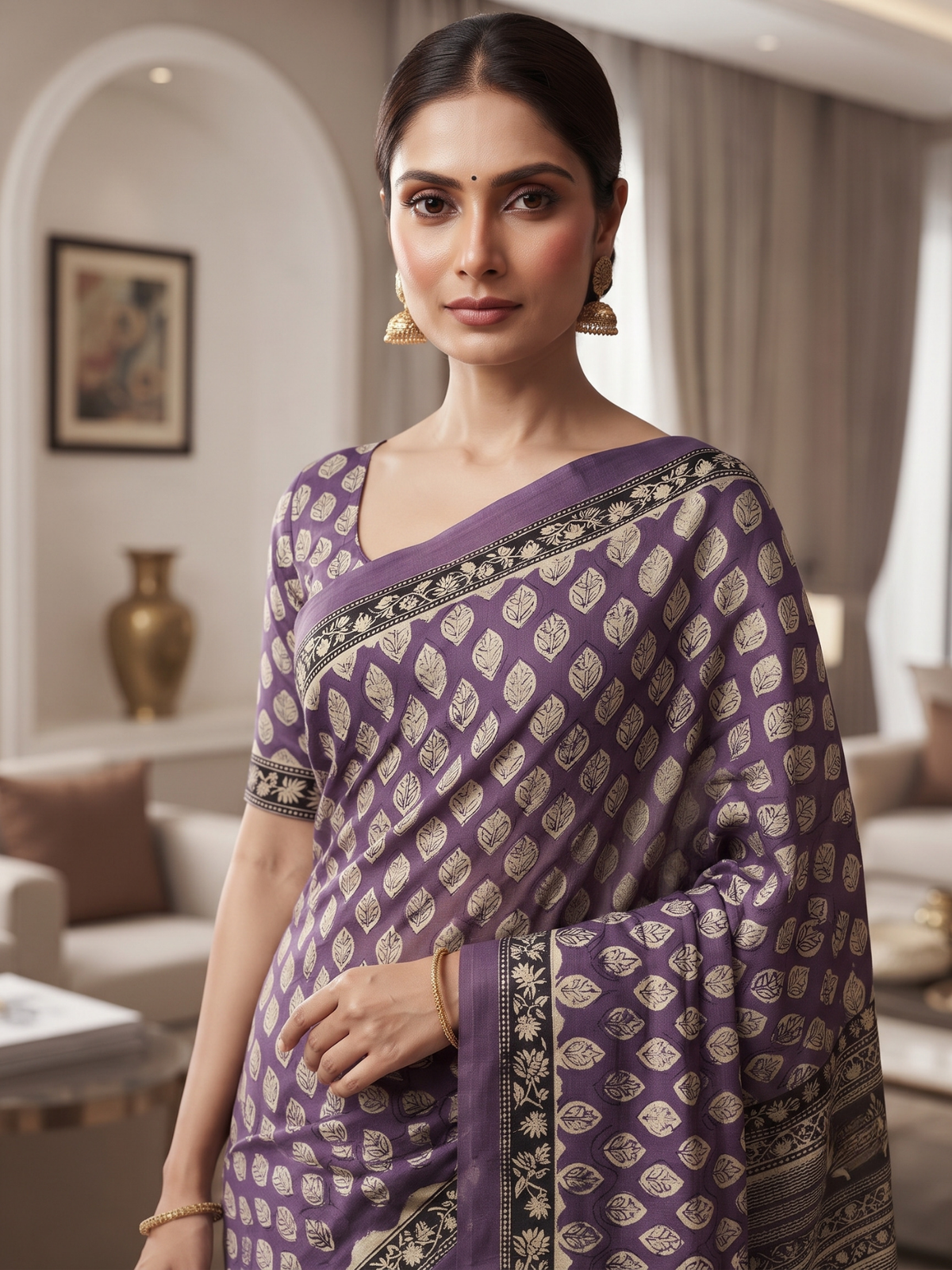 Prayaga Purple Bagru Saree