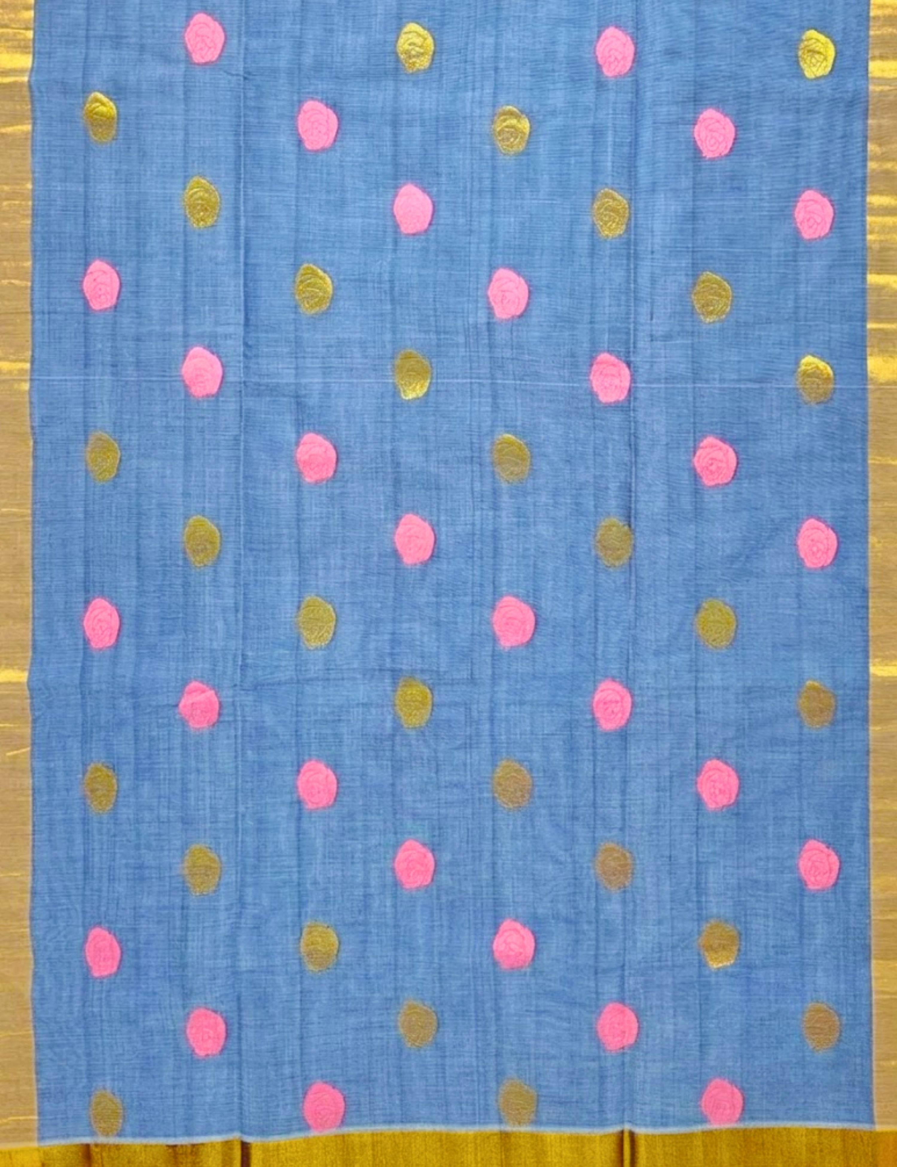 Chambray Blue Venkatagiri Saree