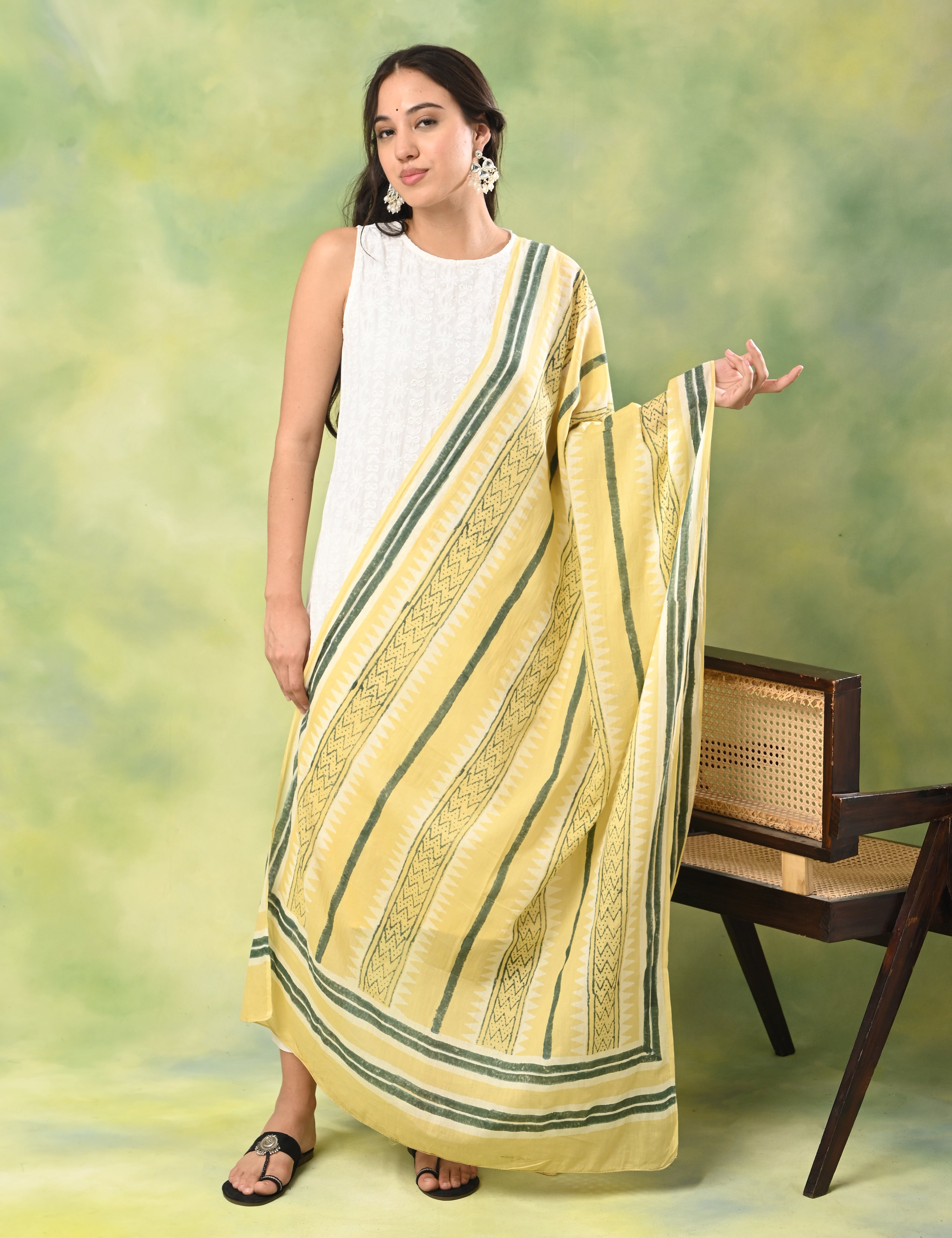 Patang Lemon Bagru Dupatta