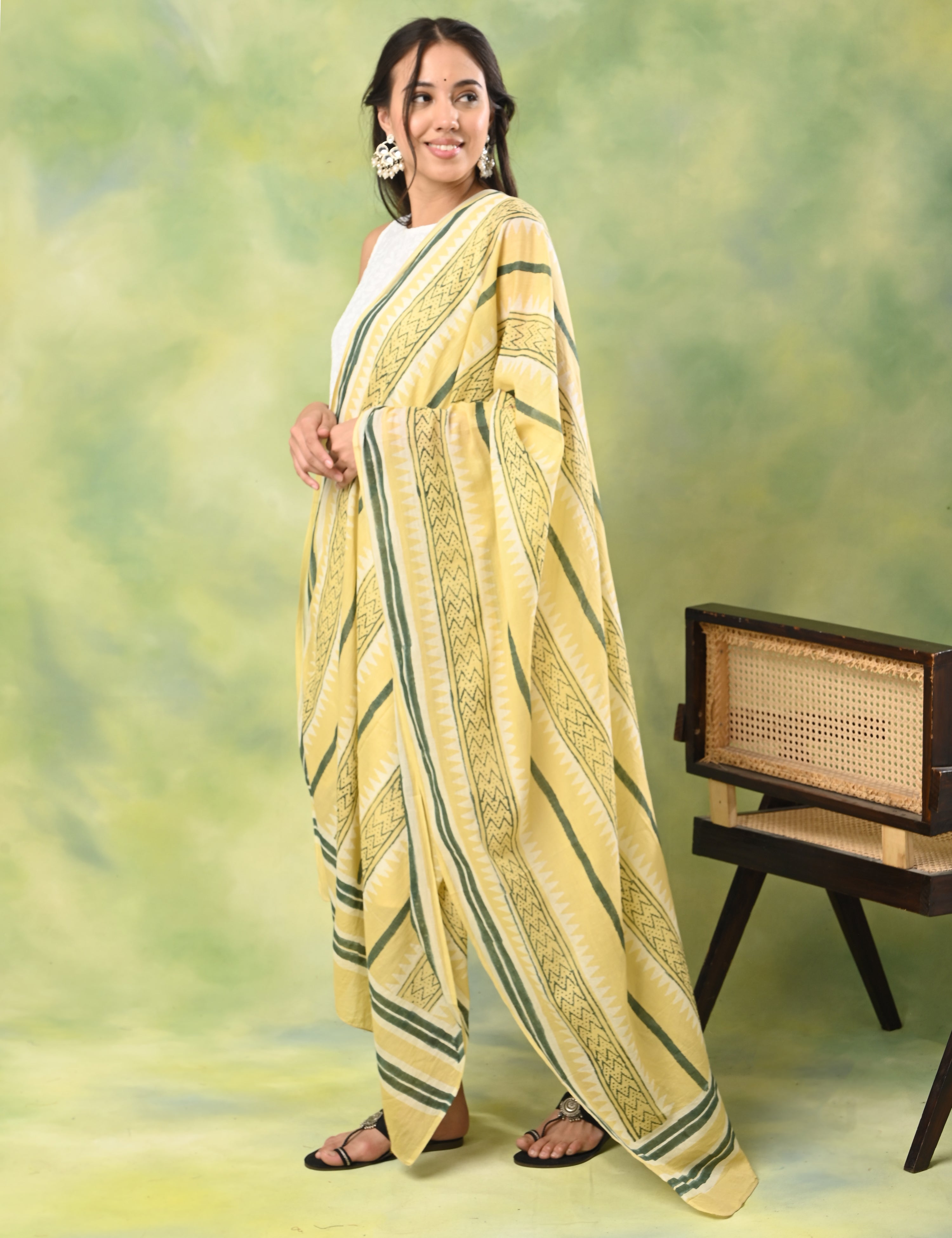 Patang Lemon Bagru Dupatta