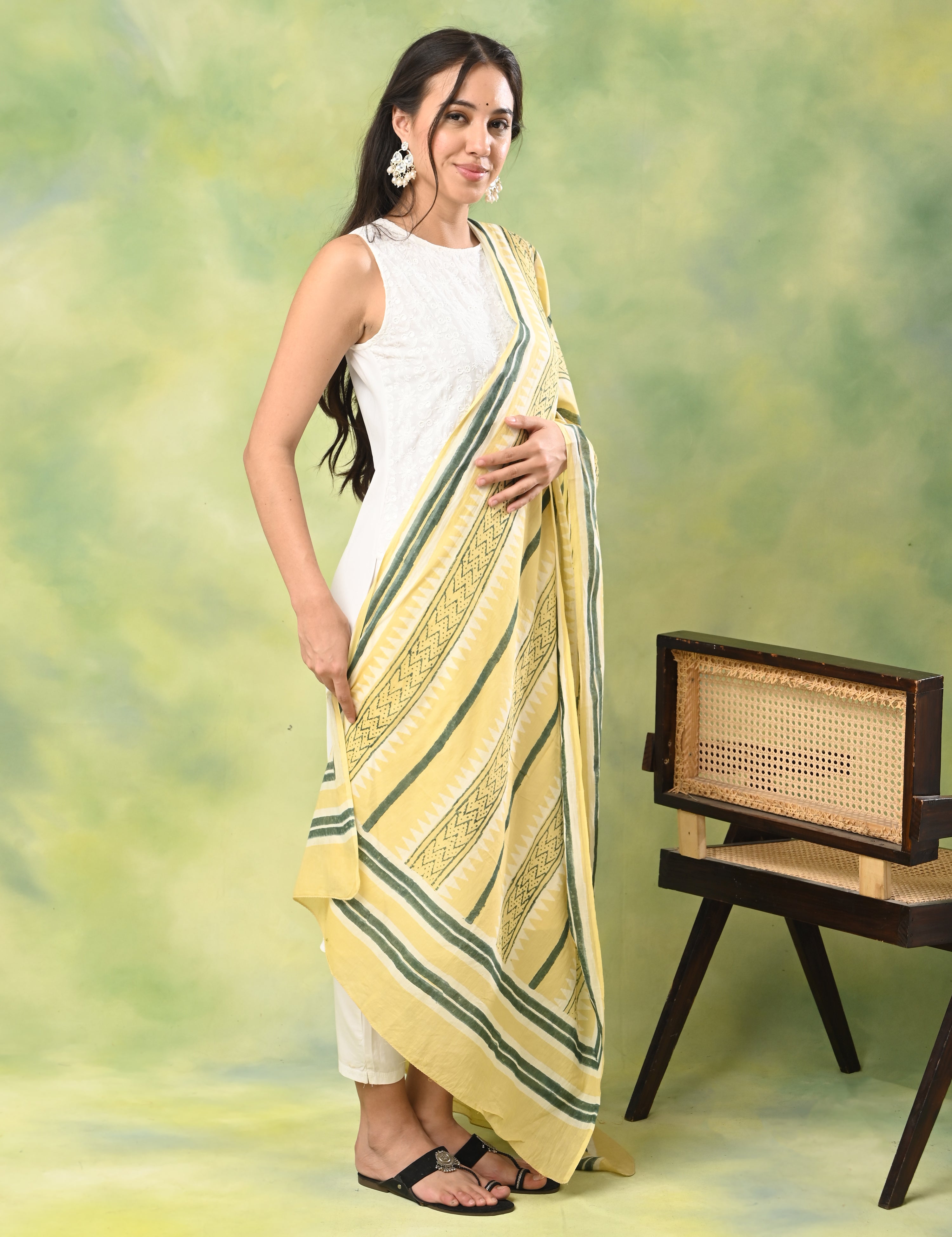 Patang Lemon Bagru Dupatta