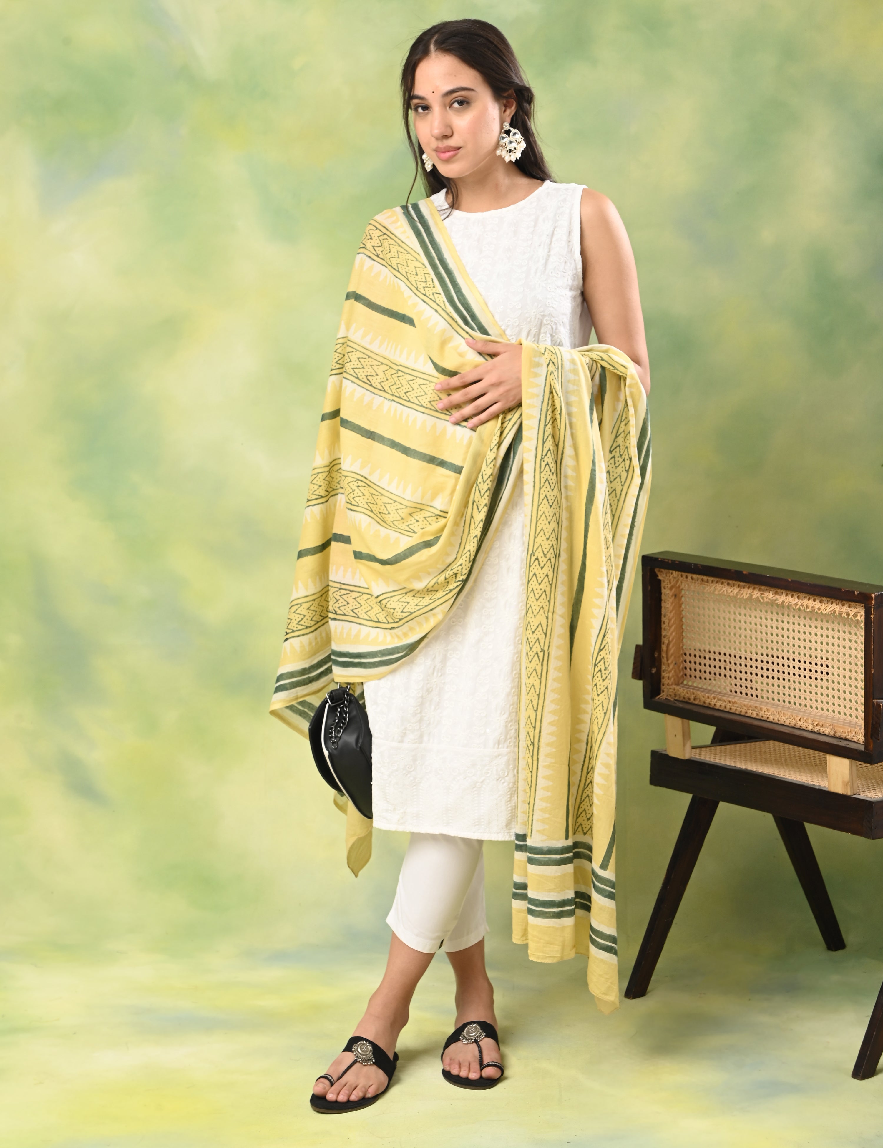 Patang Lemon Bagru Dupatta