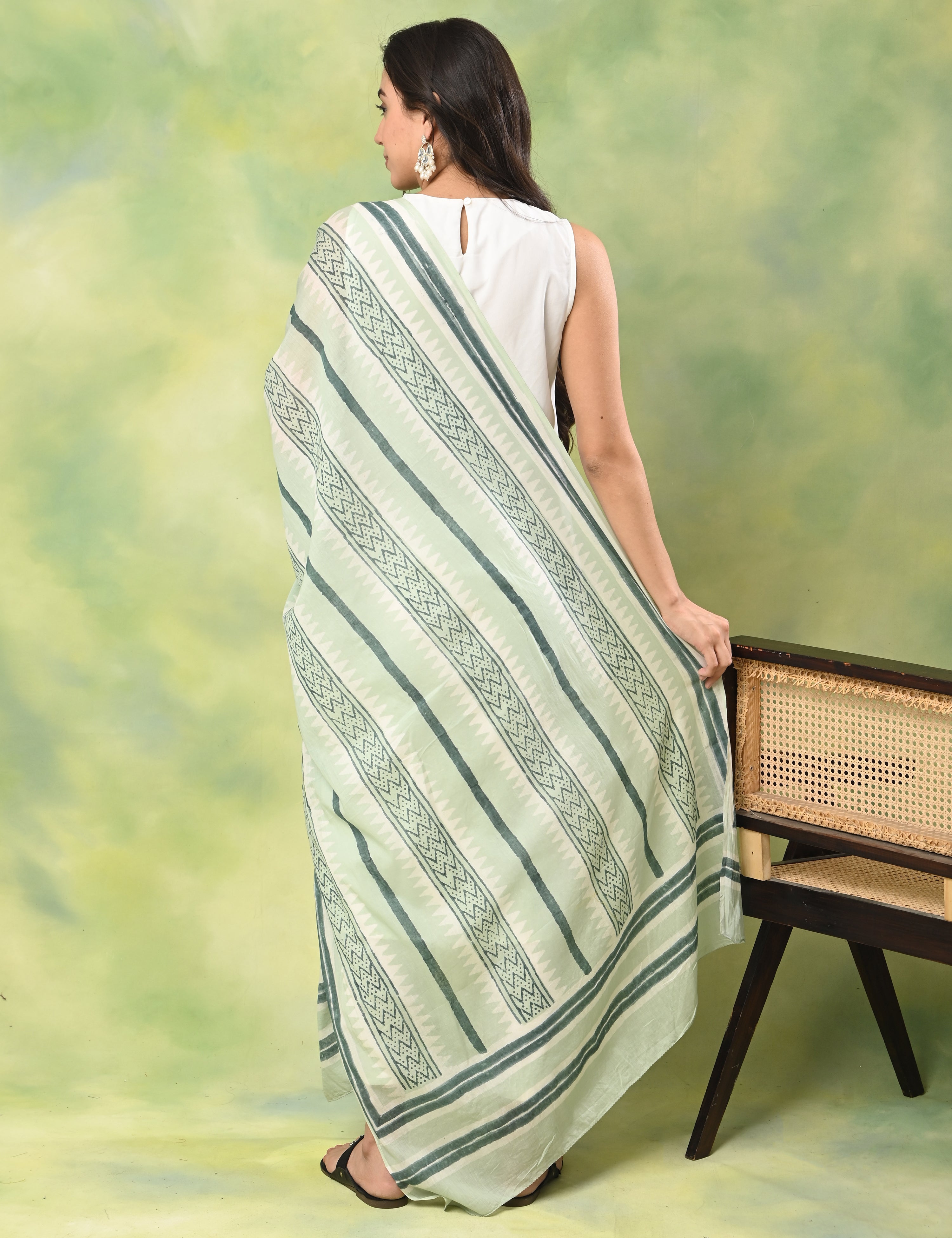 Patang Mint Bagru Dupatta