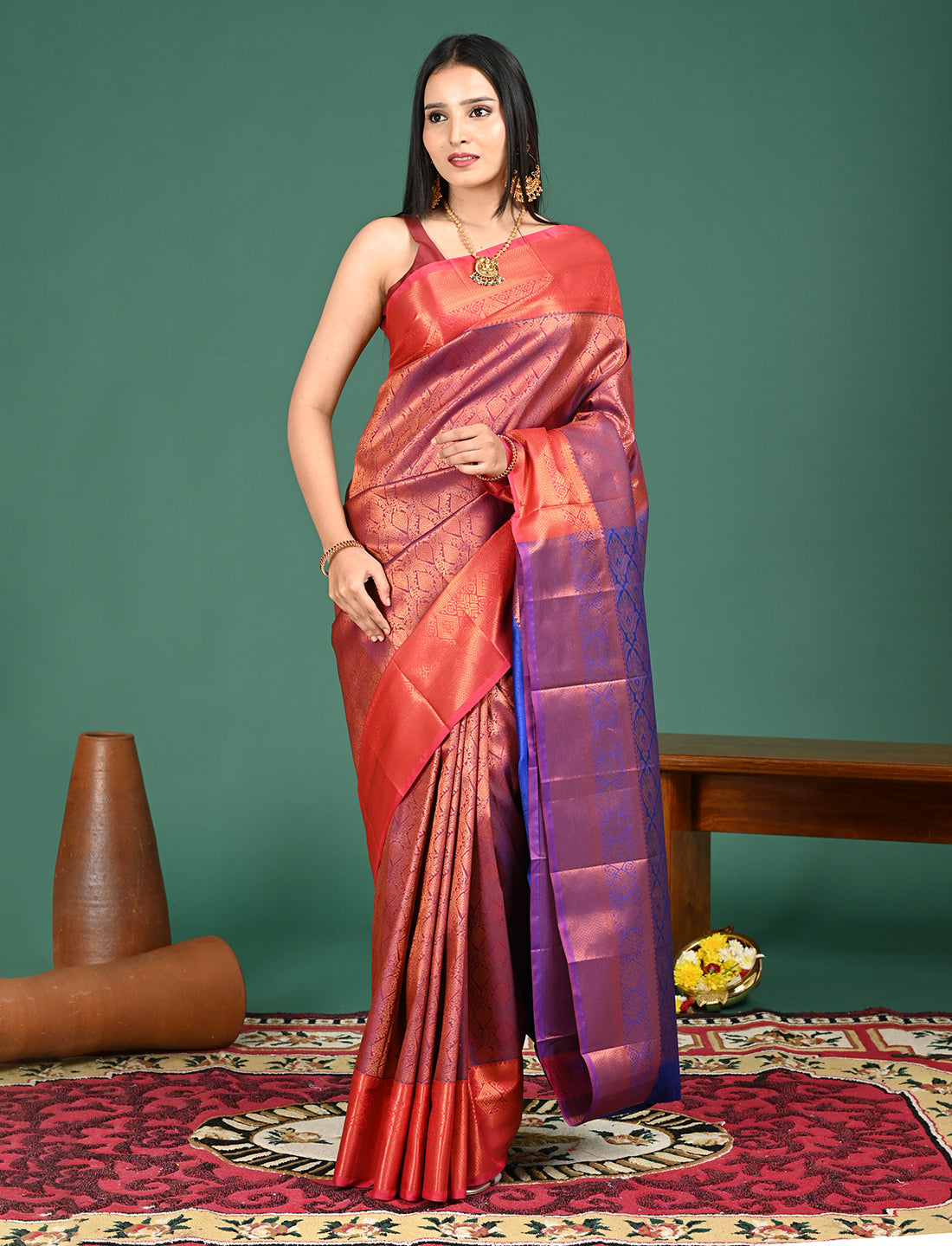 Aabha Magenta Art Silk Pattu Saree
