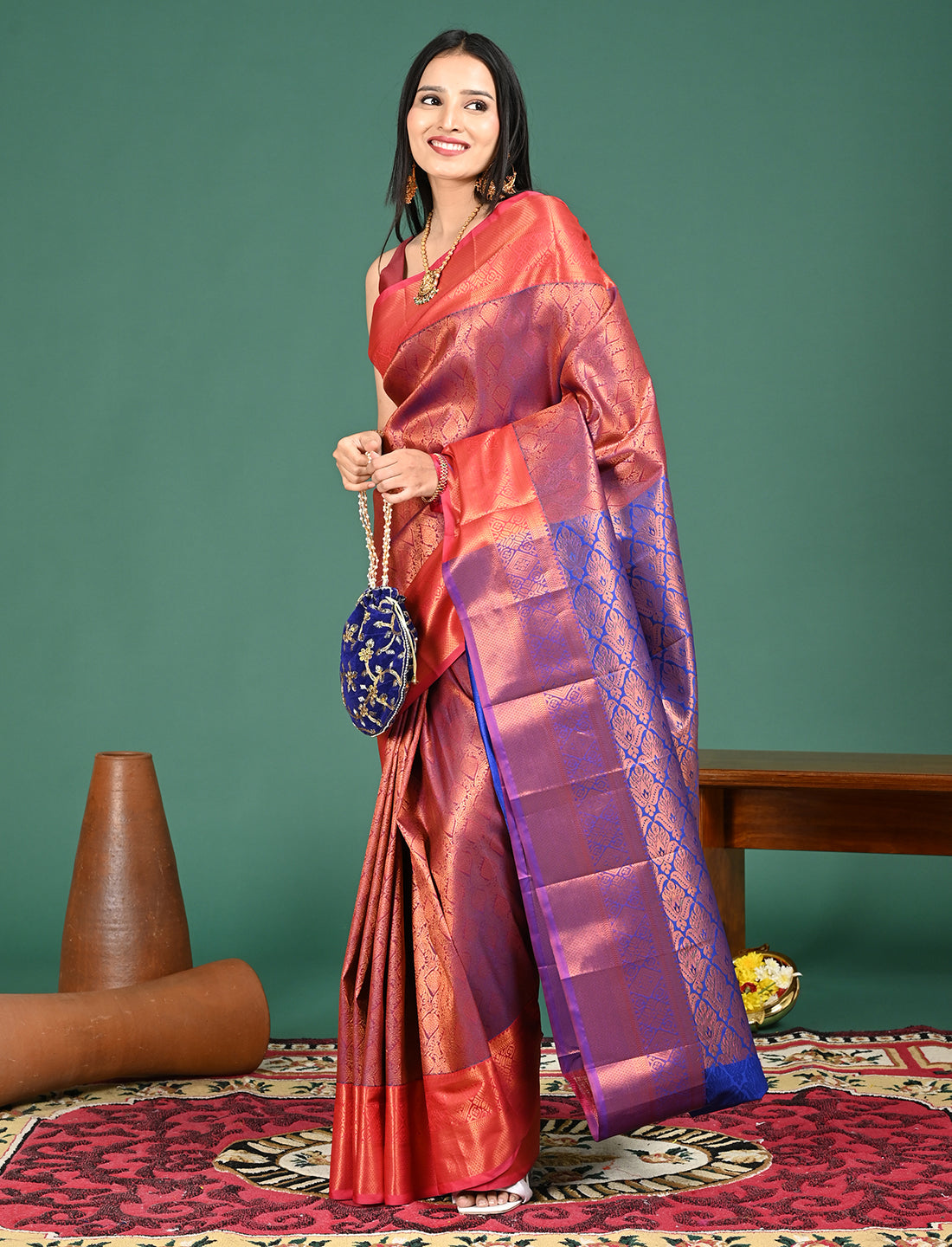 Aabha Magenta Art Silk Pattu Saree