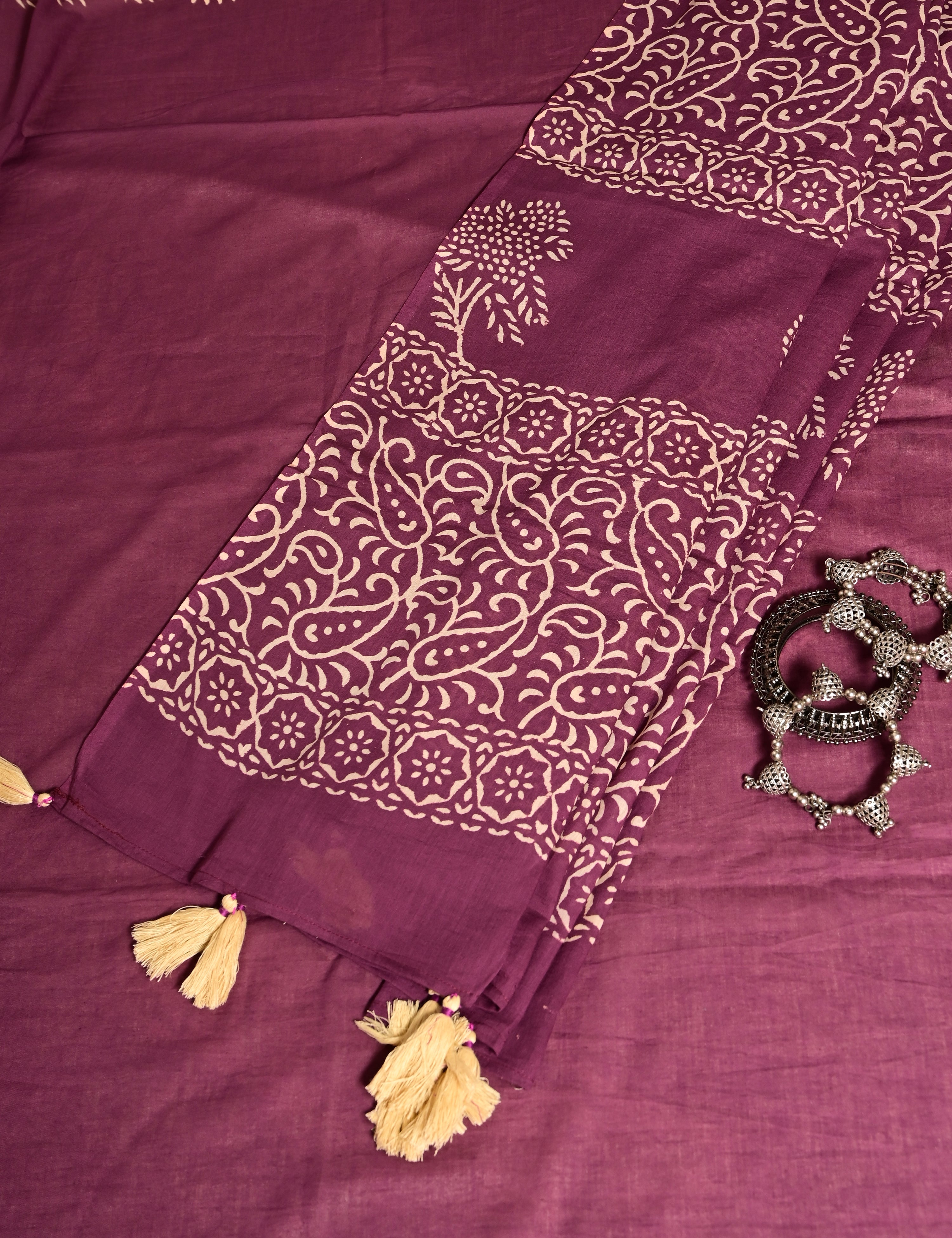 Nisarga Purple Bagru Saree