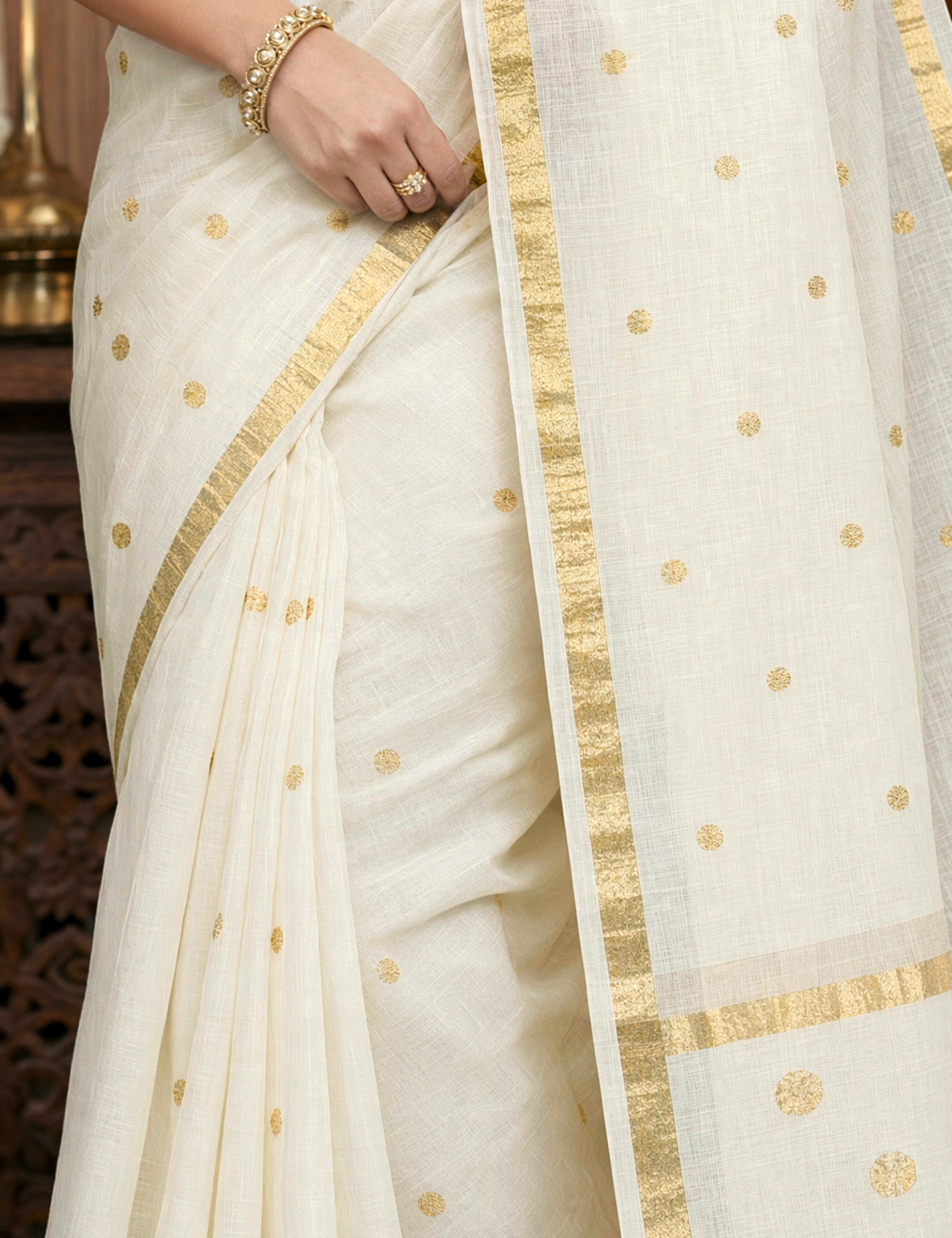 Off White Venkatagiri Saree