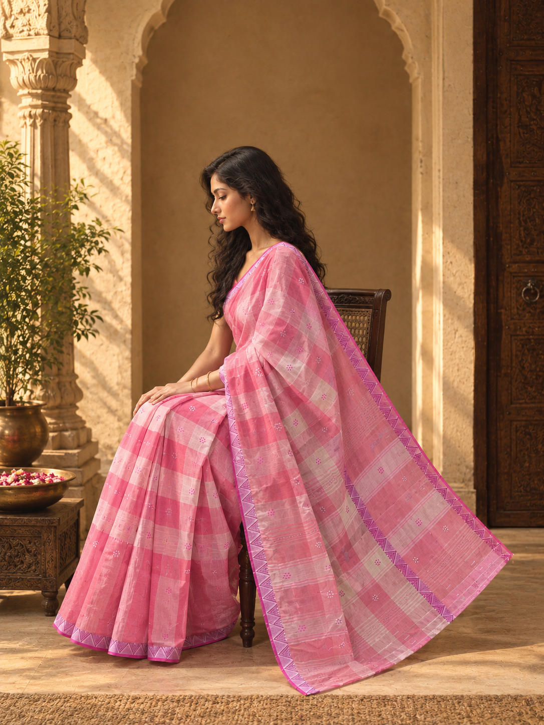 Apsara Pink Dhaniakhali Saree