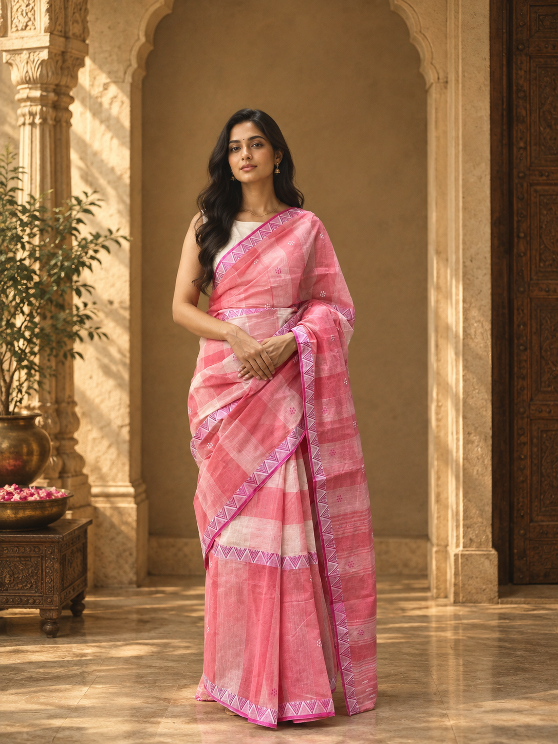 Apsara Pink Dhaniakhali Saree