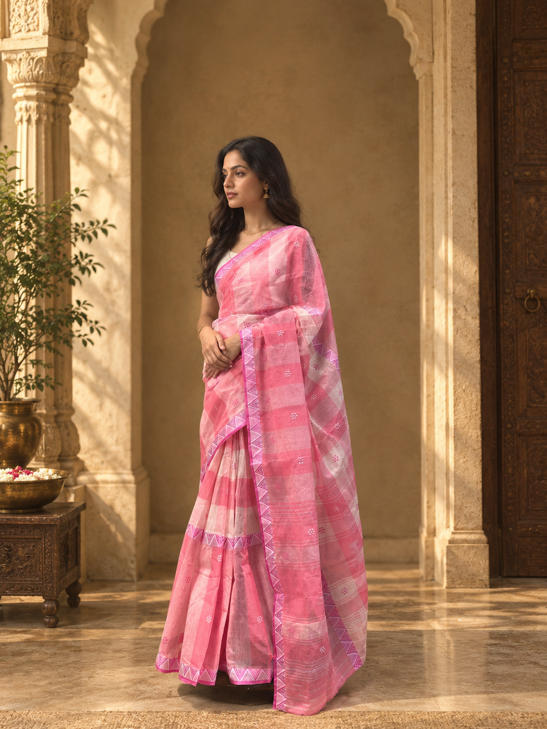 Apsara Pink Dhaniakhali Saree