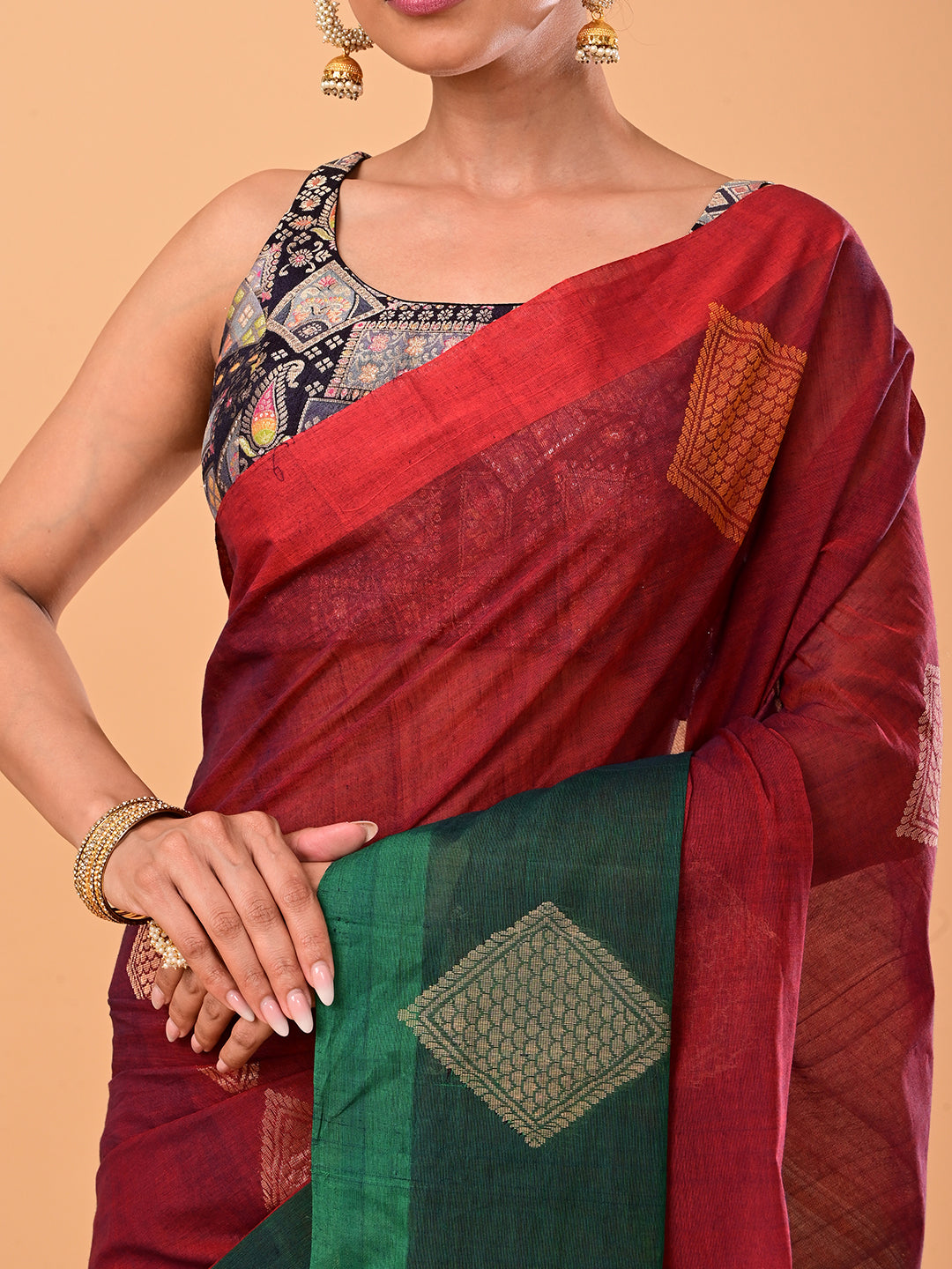 Maroon Negamam Cotton Saree