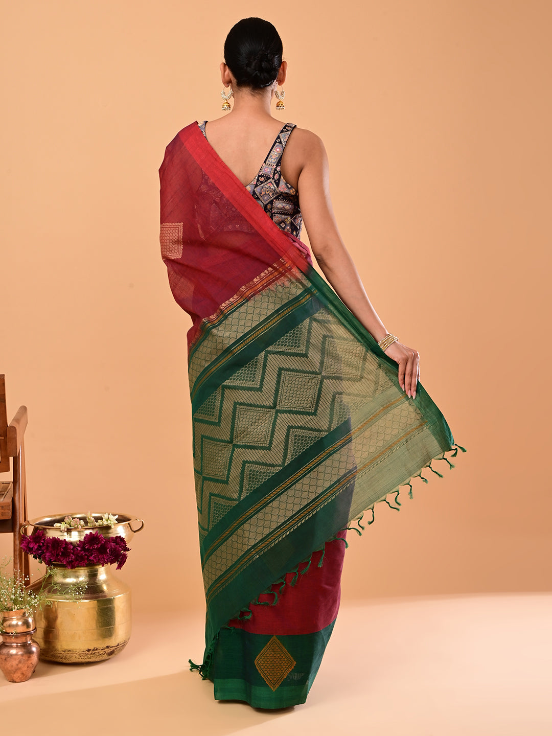 Maroon Negamam Cotton Saree