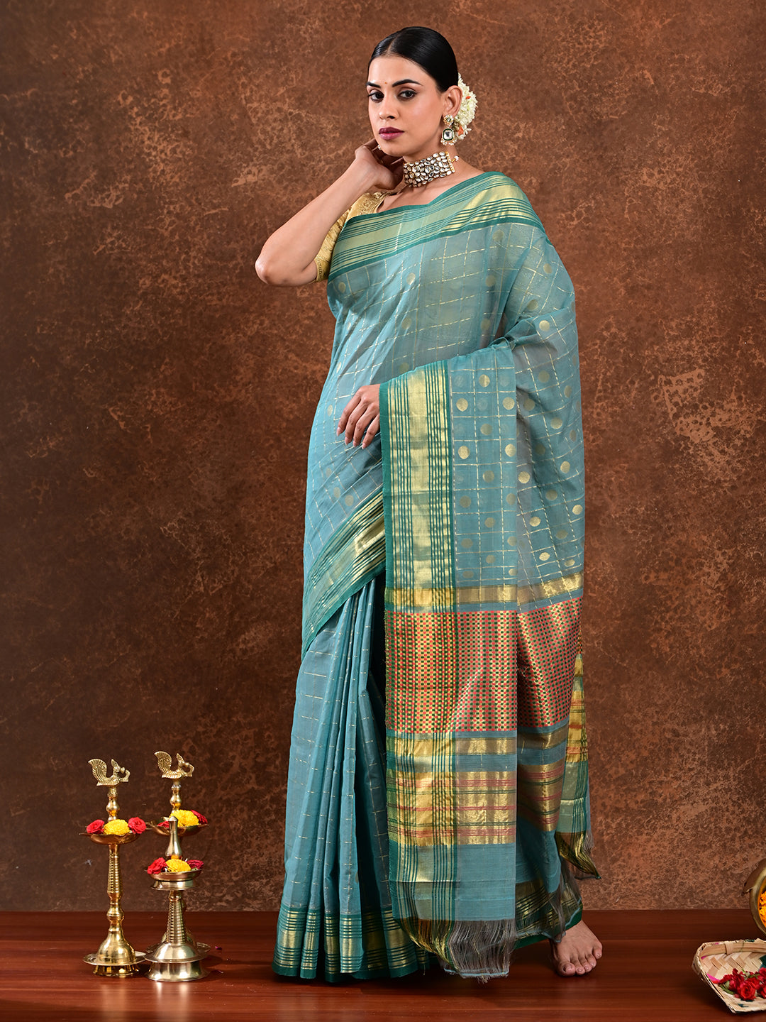 Polka Off-White Venkatagiri Saree