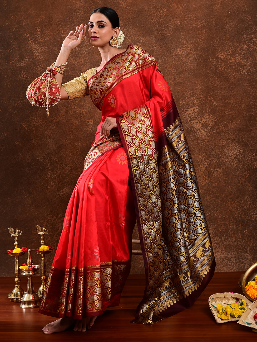 Surya Red Venkatagiri Saree